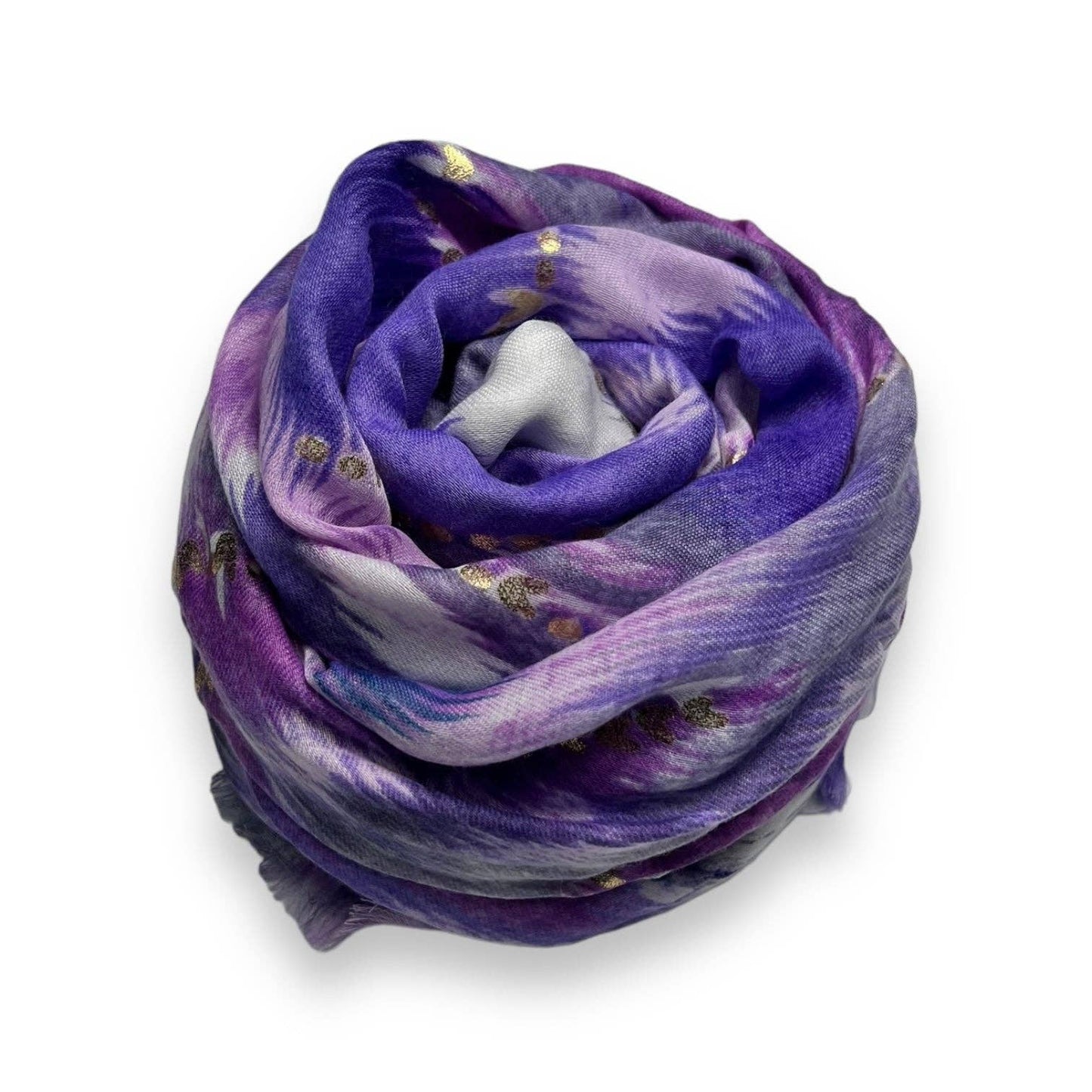 Lili Scarves - Colourful Wave Scarf Finished with Fringes: Purple