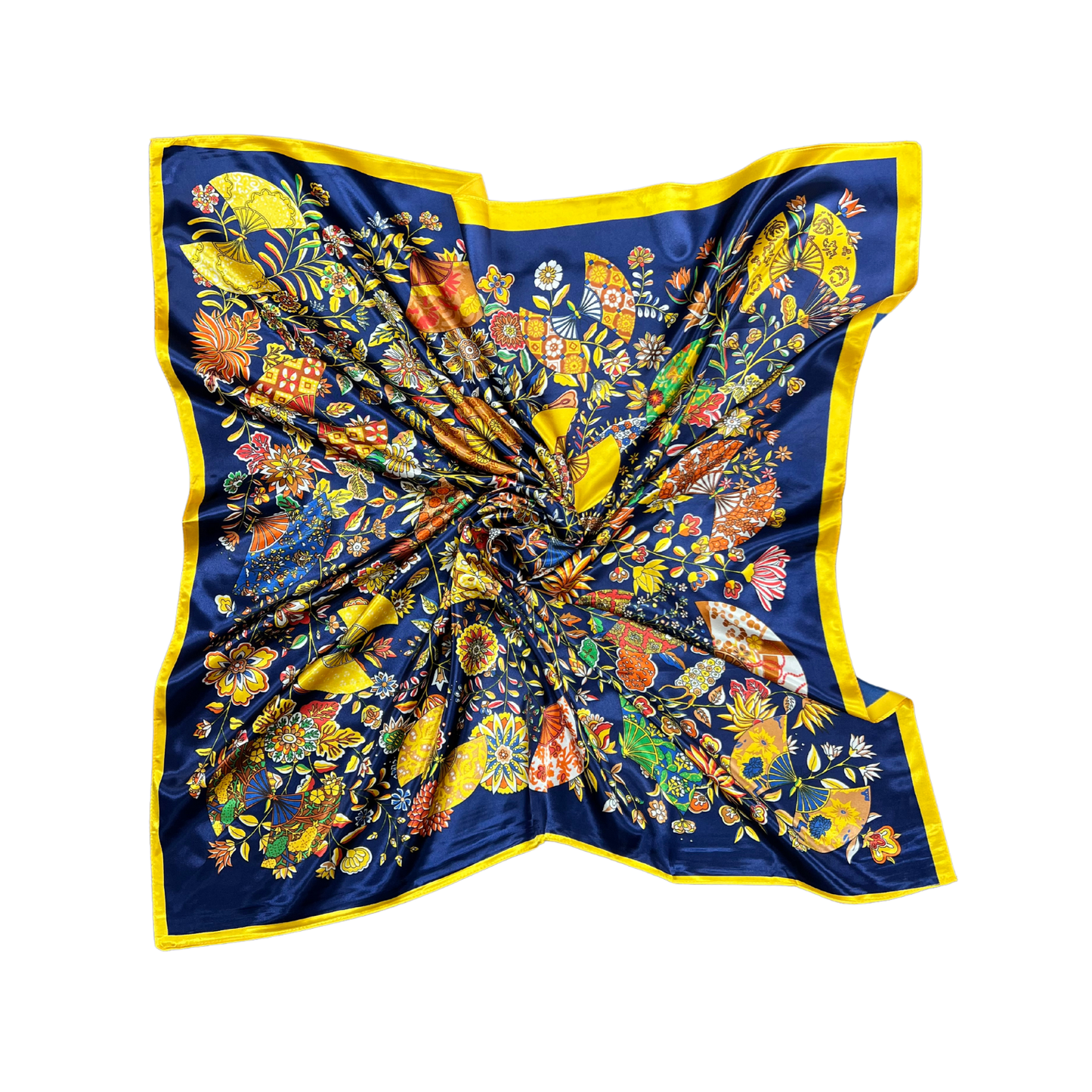 Lili Scarves - Butterfly Pattern Silk Touch Square Scarf: Yellow
