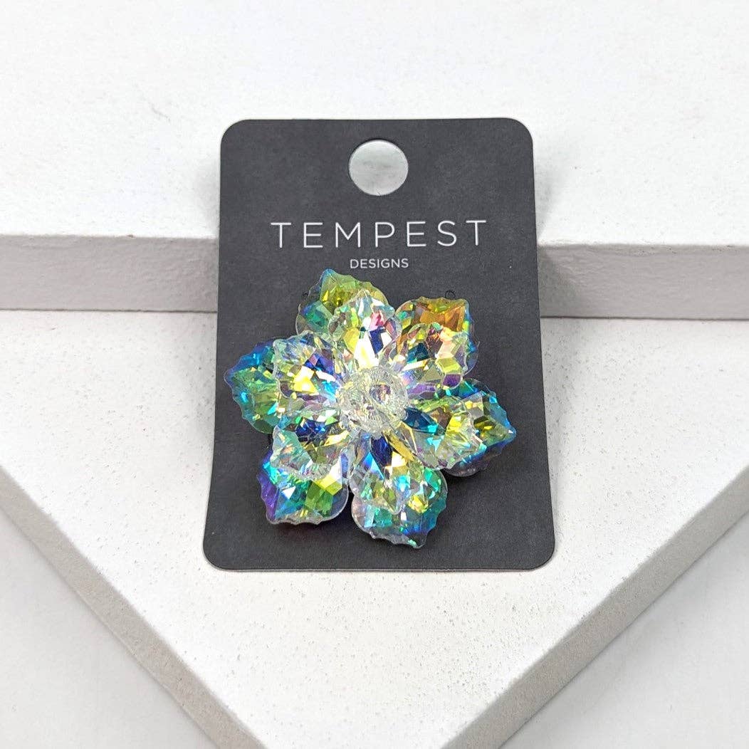 Tempest Designs - AB crystal flower brooch