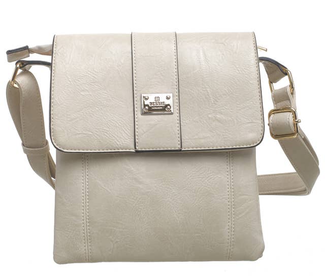 Bessie London - TWO-POCKET BESSIE CROSS BODY BAG: GREY
