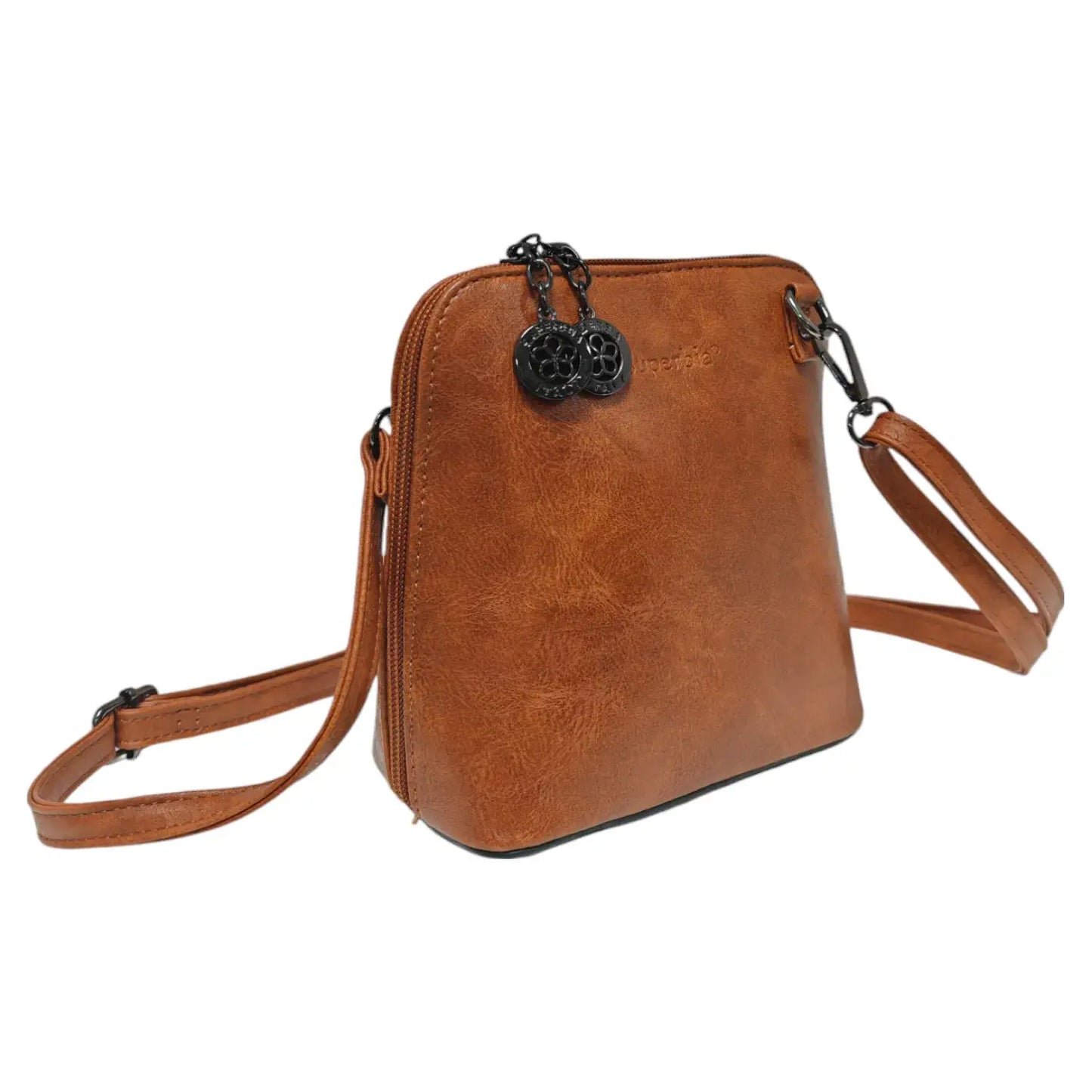 Superbia - Superbia Pewter Hardware Small Box Zip Around Cross Body Bag: Navy