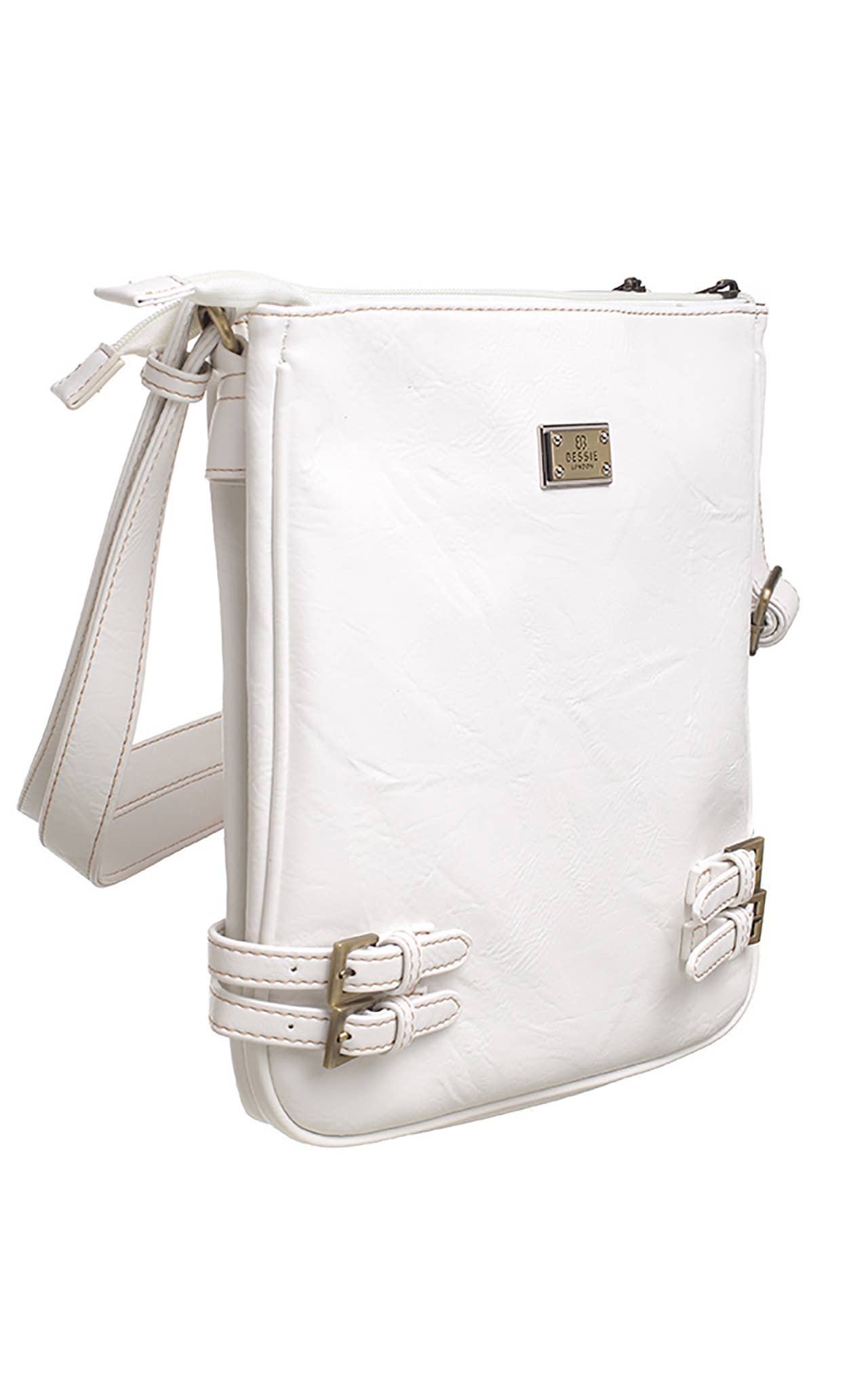 Bessie London - CLASSIC BUCKLE ZIPPER BAG: MOCHA