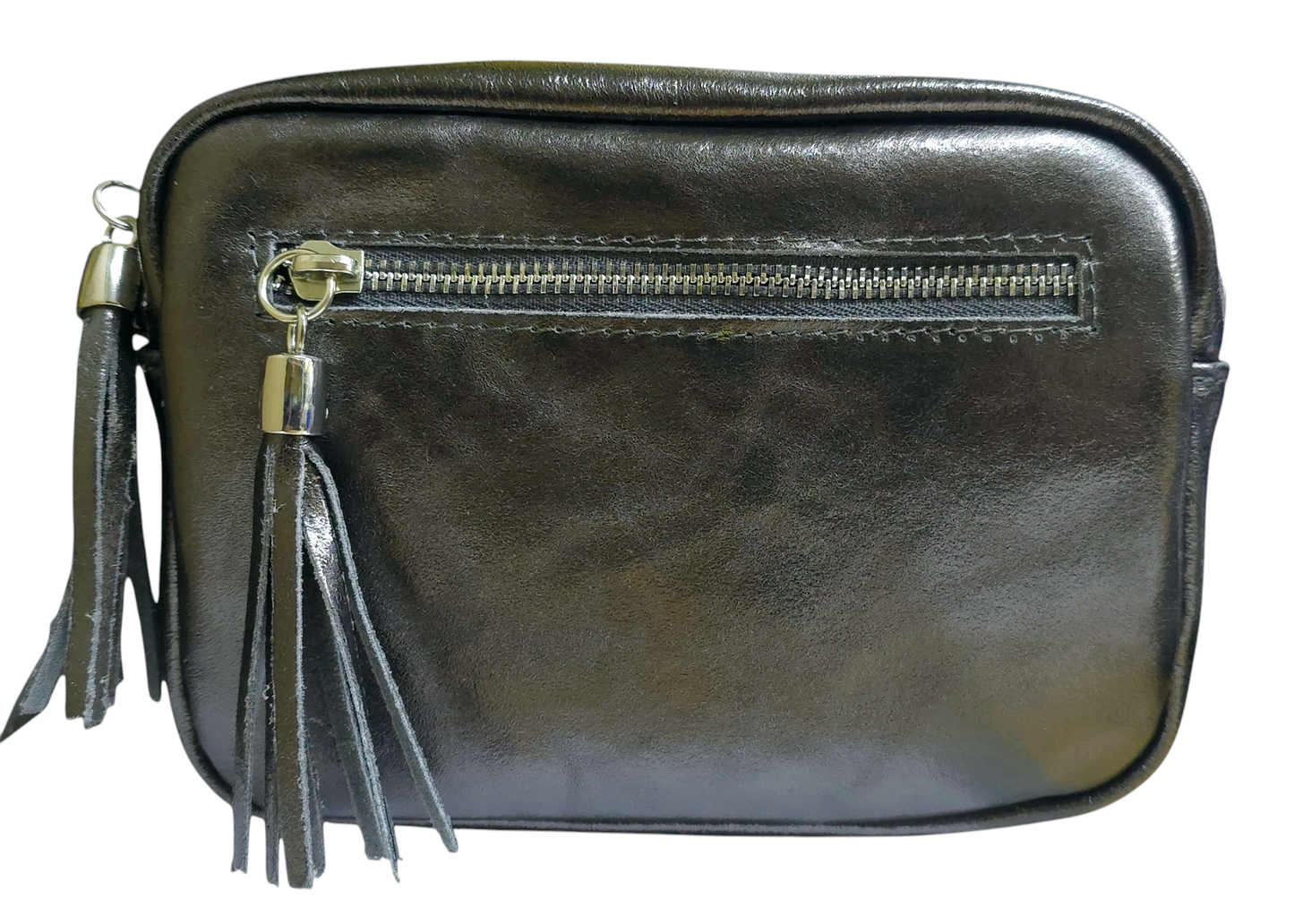 Strathurie - Leather Camera Bag Metallic Pewter