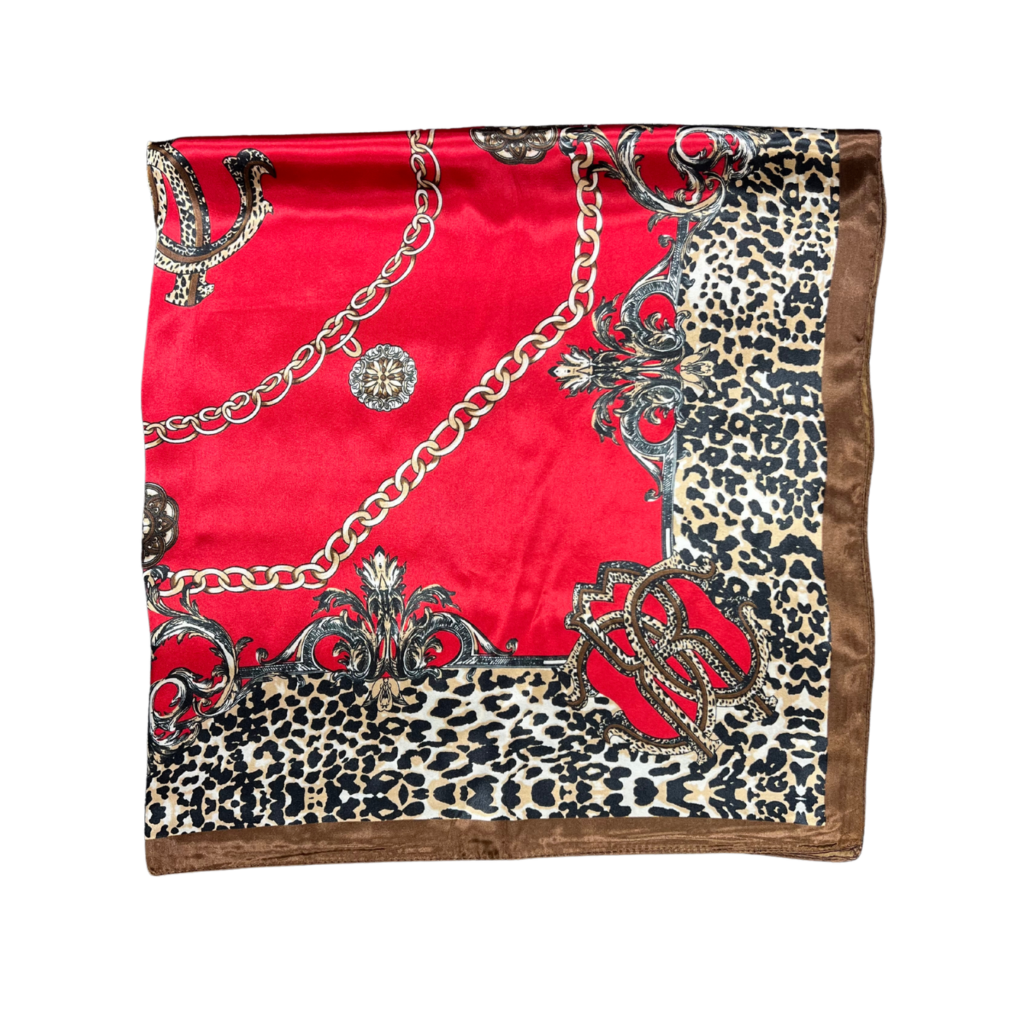 Lili Scarves - Leopard Print Pattern Silk Touch Square Scarf: Pink