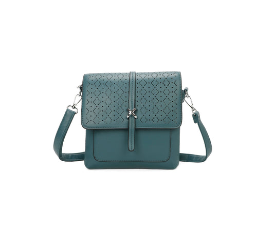 Small 3Compartment Cross Body Bag Laser Cut Shoulder Bag Cream