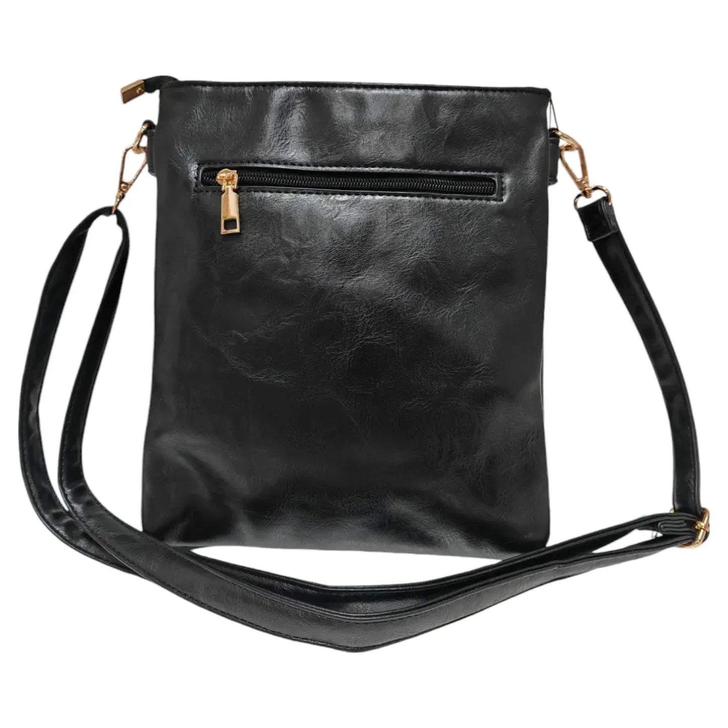 Double Zipper Multi Pocket Bee Details Cross BodyBag-9133: Blue