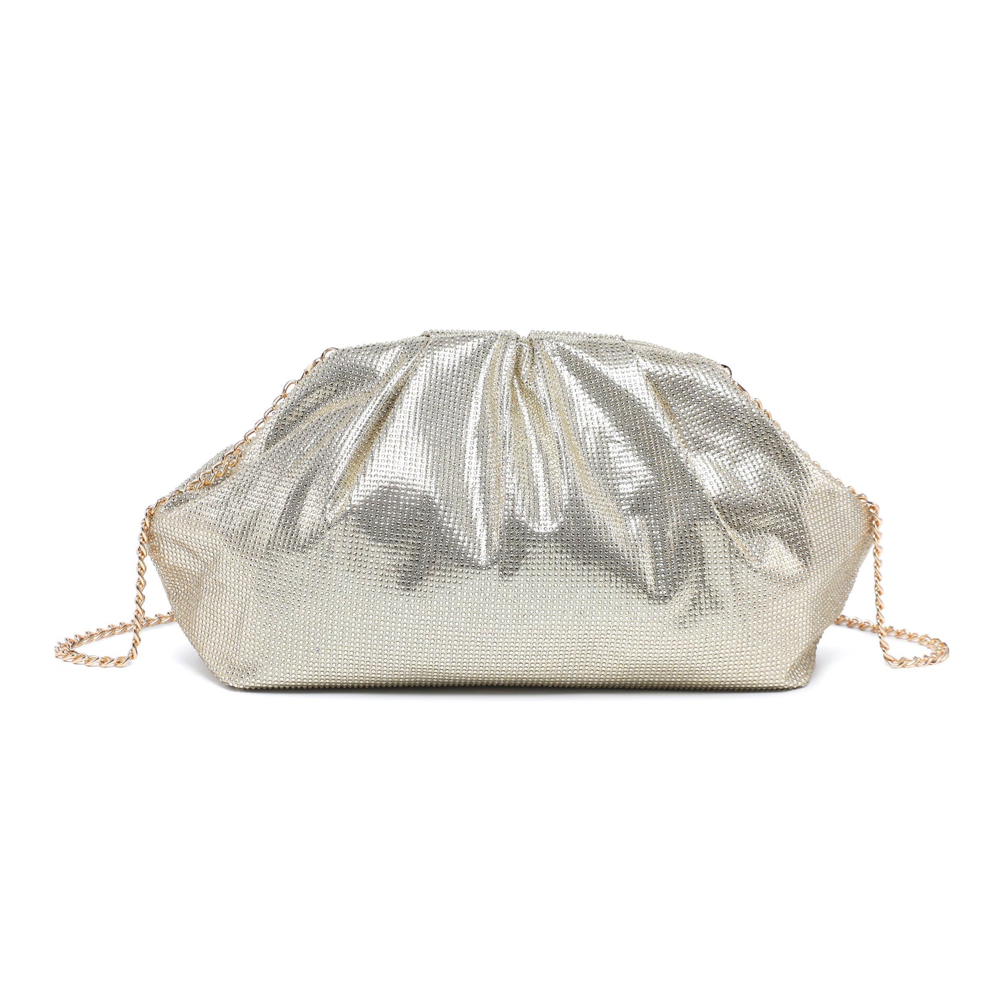 Kiss Clasp Soft Shimmery Cross Body Bag: Silver