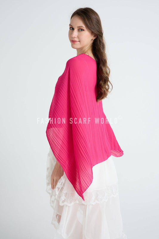 Plain Pleated Chiffon Cover Up: White