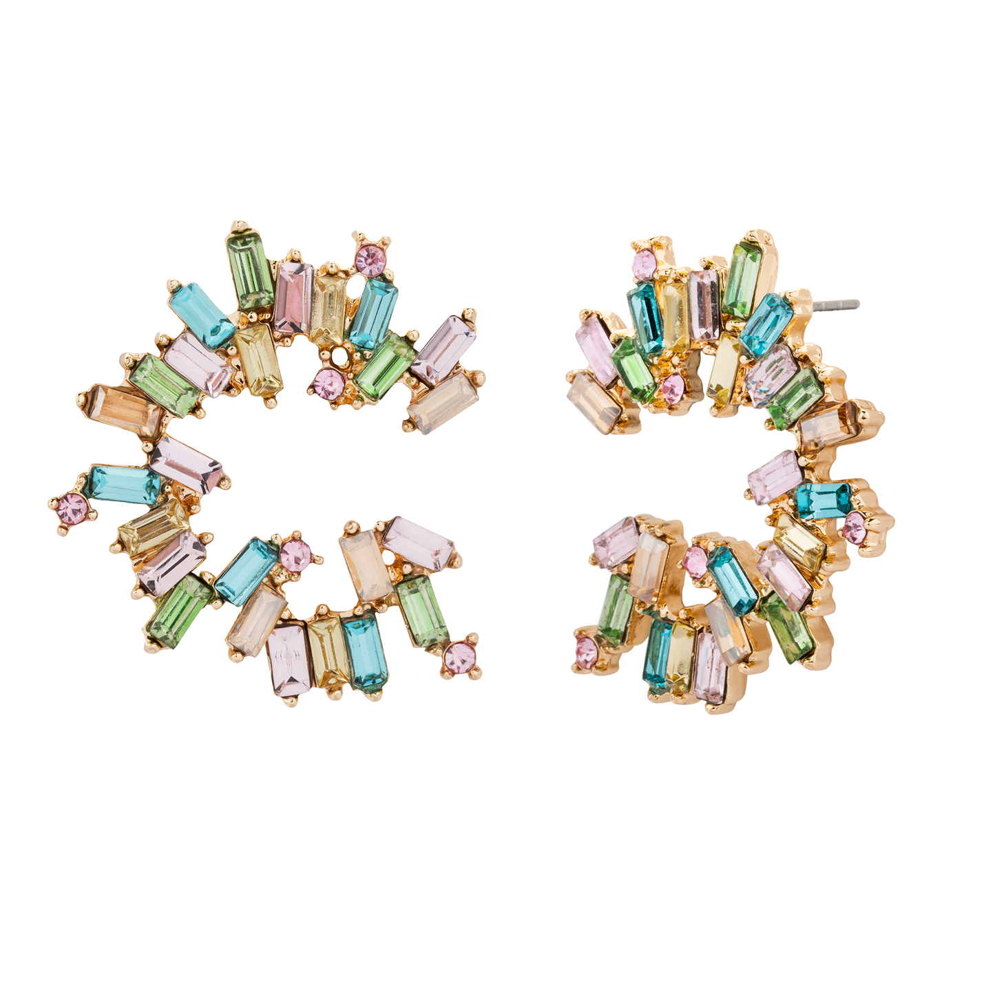 D&X Ltd - Elizabeth Crystal Post Earrings: Gold & Clear