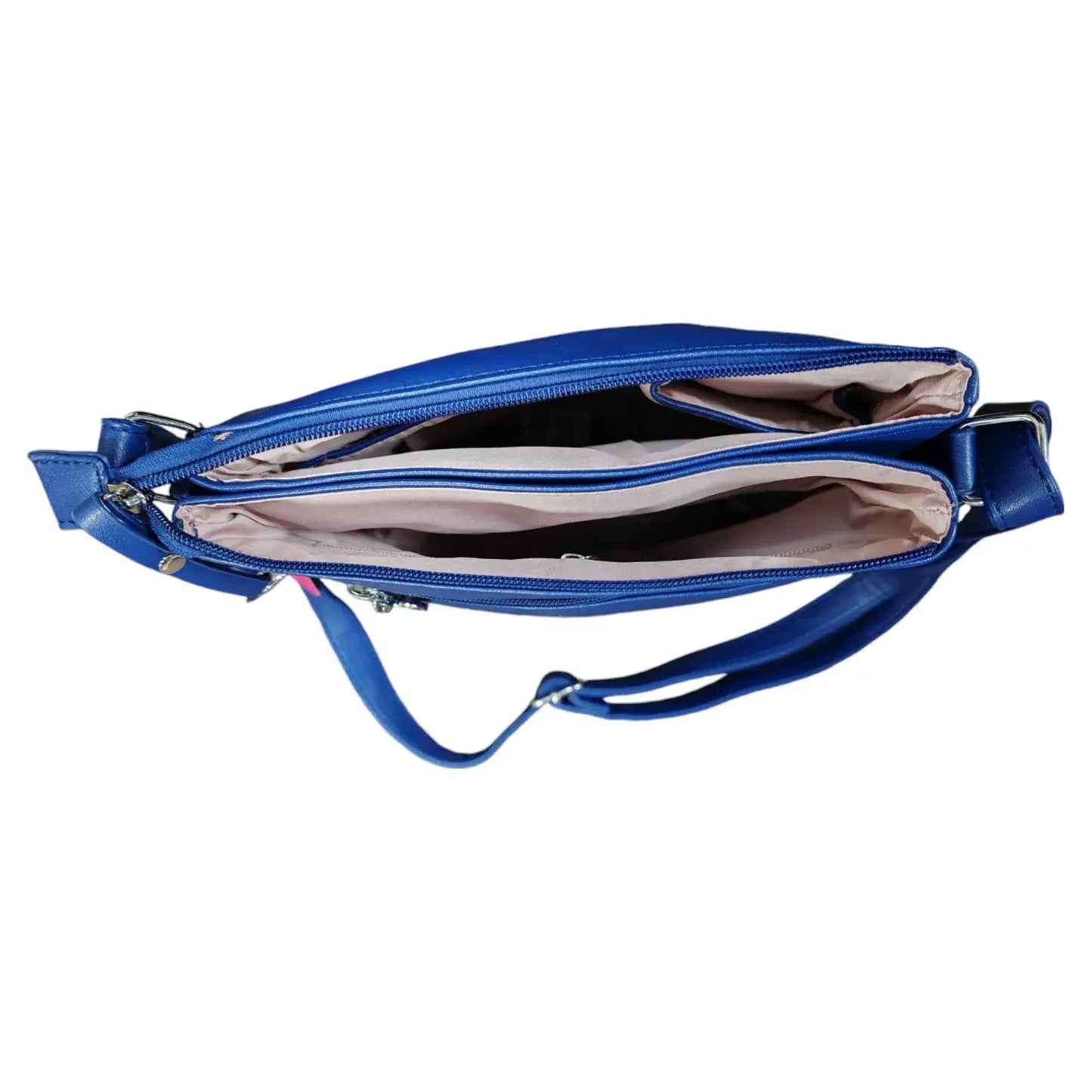 Soft Pu Silver-toned Cross Body Bag Shoulder -Blue