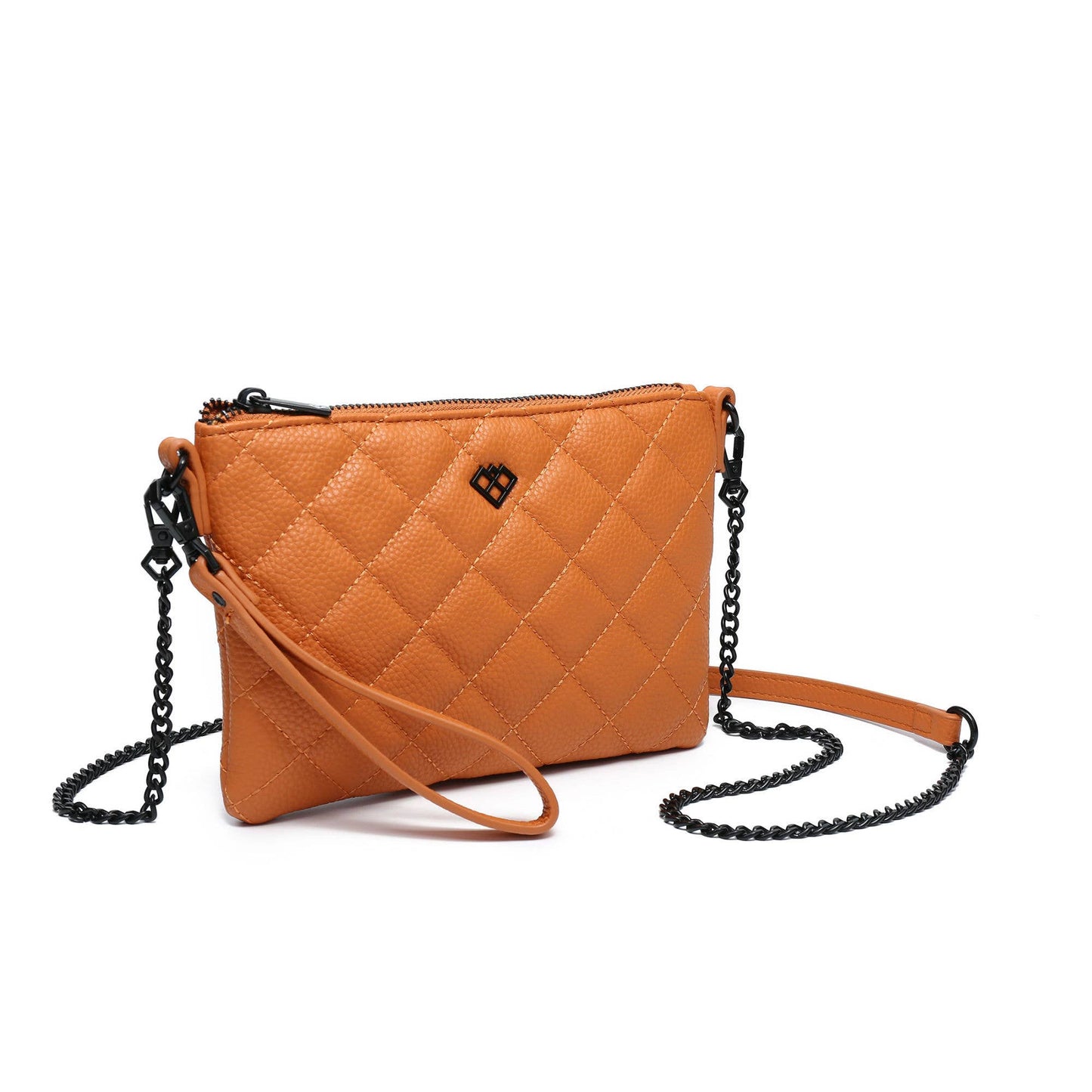 Quilted Diamand Pattern Grab Bag/ Crossbody Bag: Black