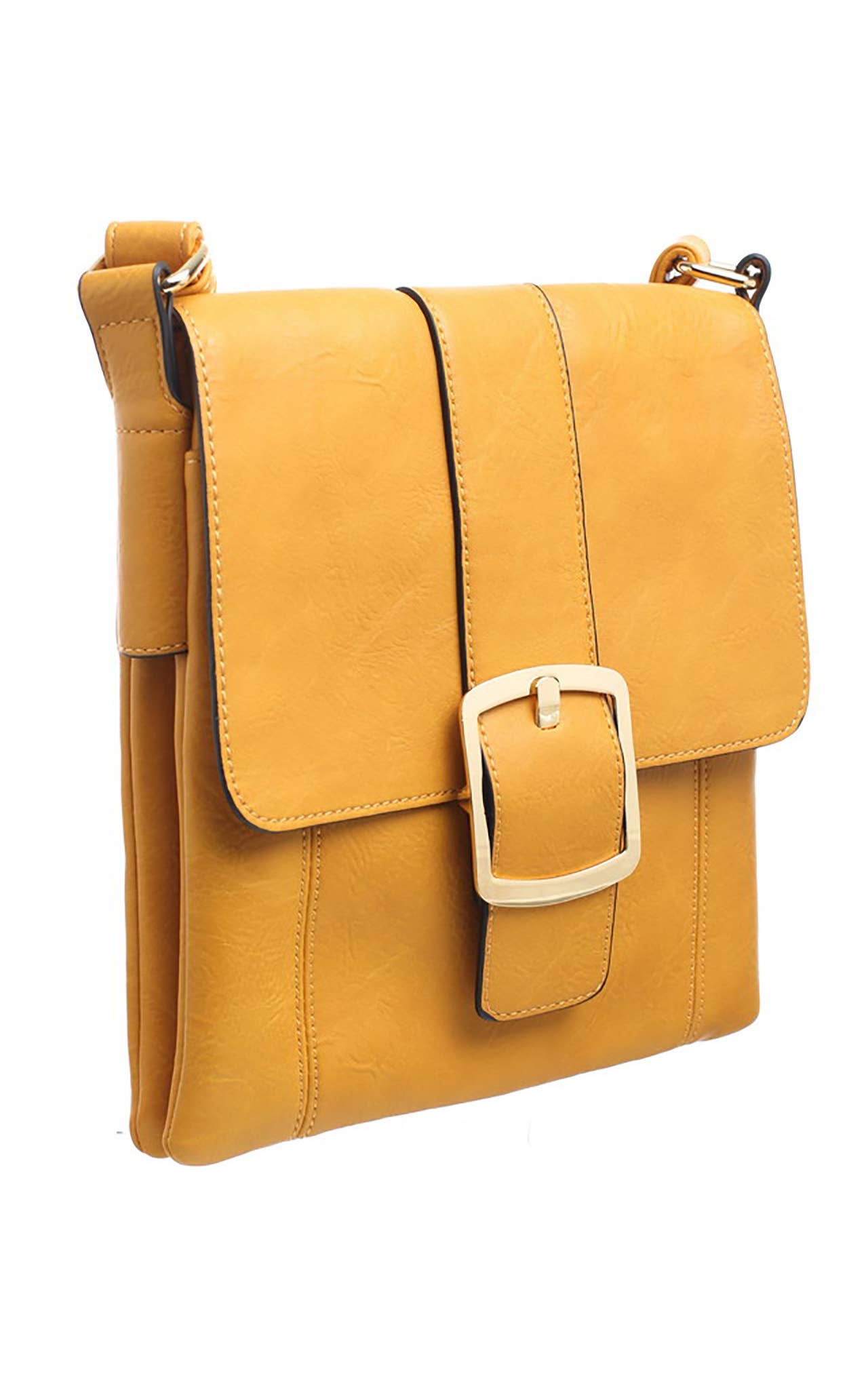 Bessie London - CLASSIC FLAP OVER BUCKLE CROSS BODY BAG: GREY