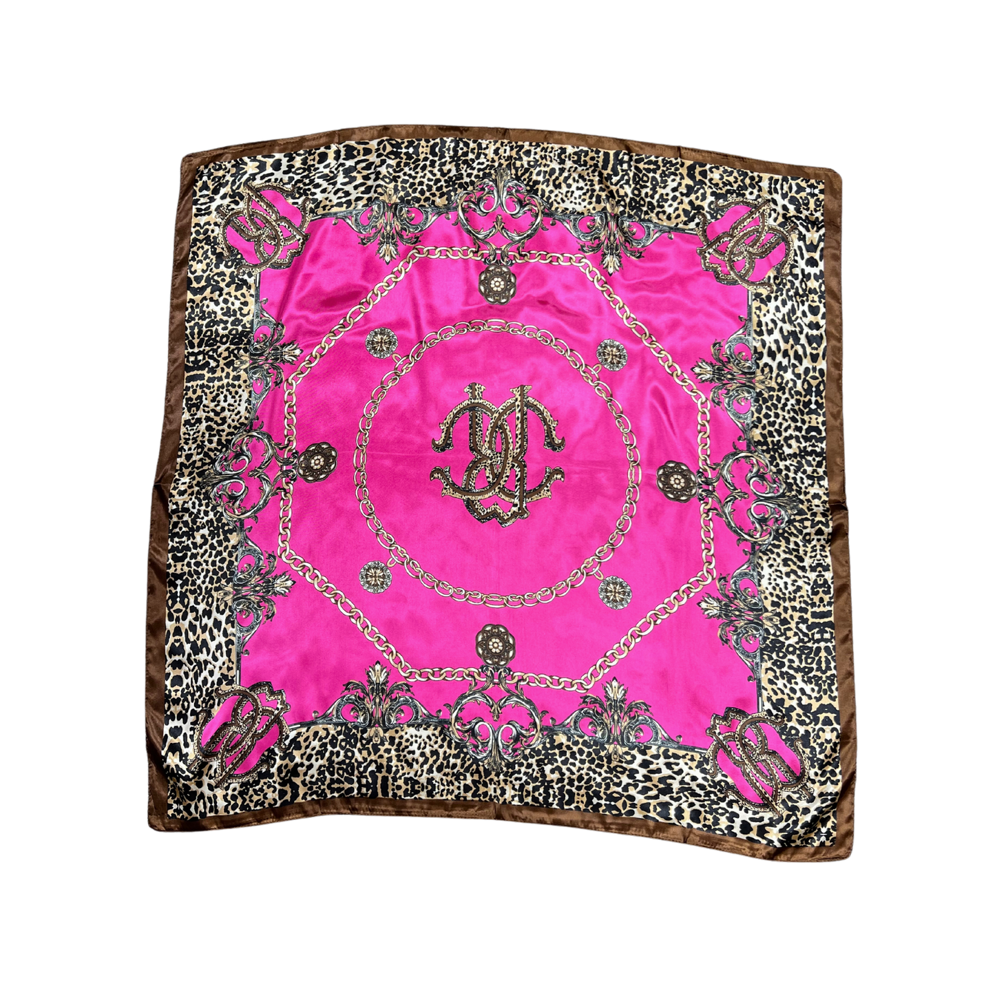 Lili Scarves - Leopard Print Pattern Silk Touch Square Scarf: Pink