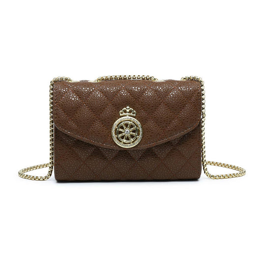 Crossbody bag with quilted check pattern: Khaki