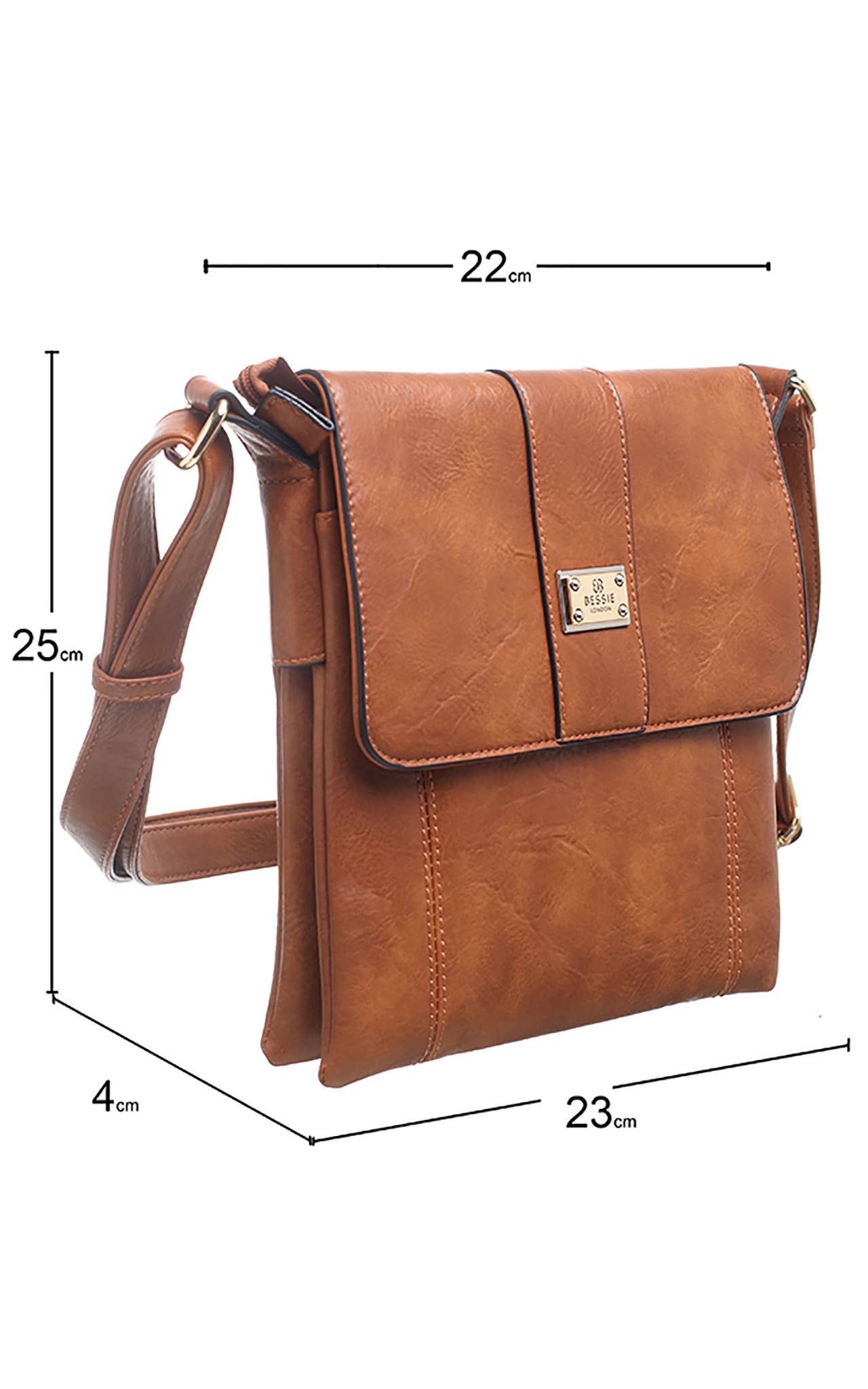 Bessie London - TWO-POCKET BESSIE CROSS BODY BAG: Beige