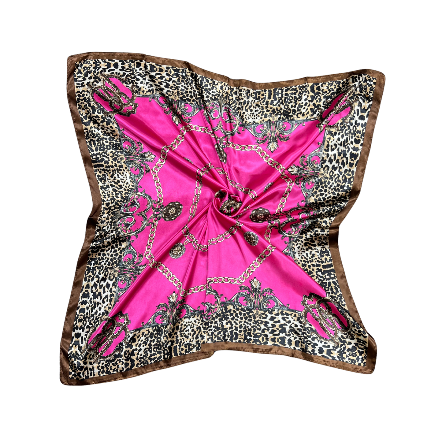 Lili Scarves - Leopard Print Pattern Silk Touch Square Scarf: Pink