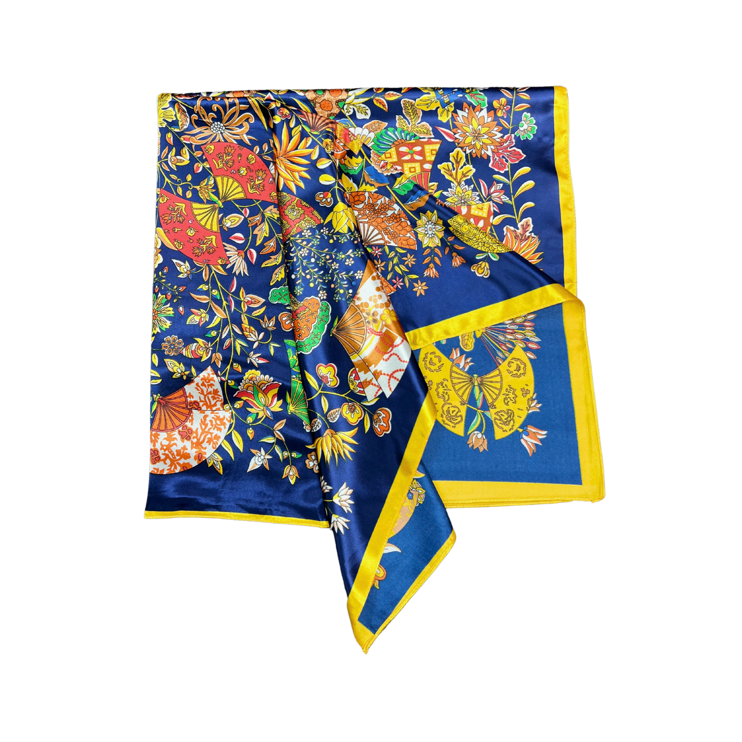 Lili Scarves - Butterfly Pattern Silk Touch Square Scarf: Turquoise