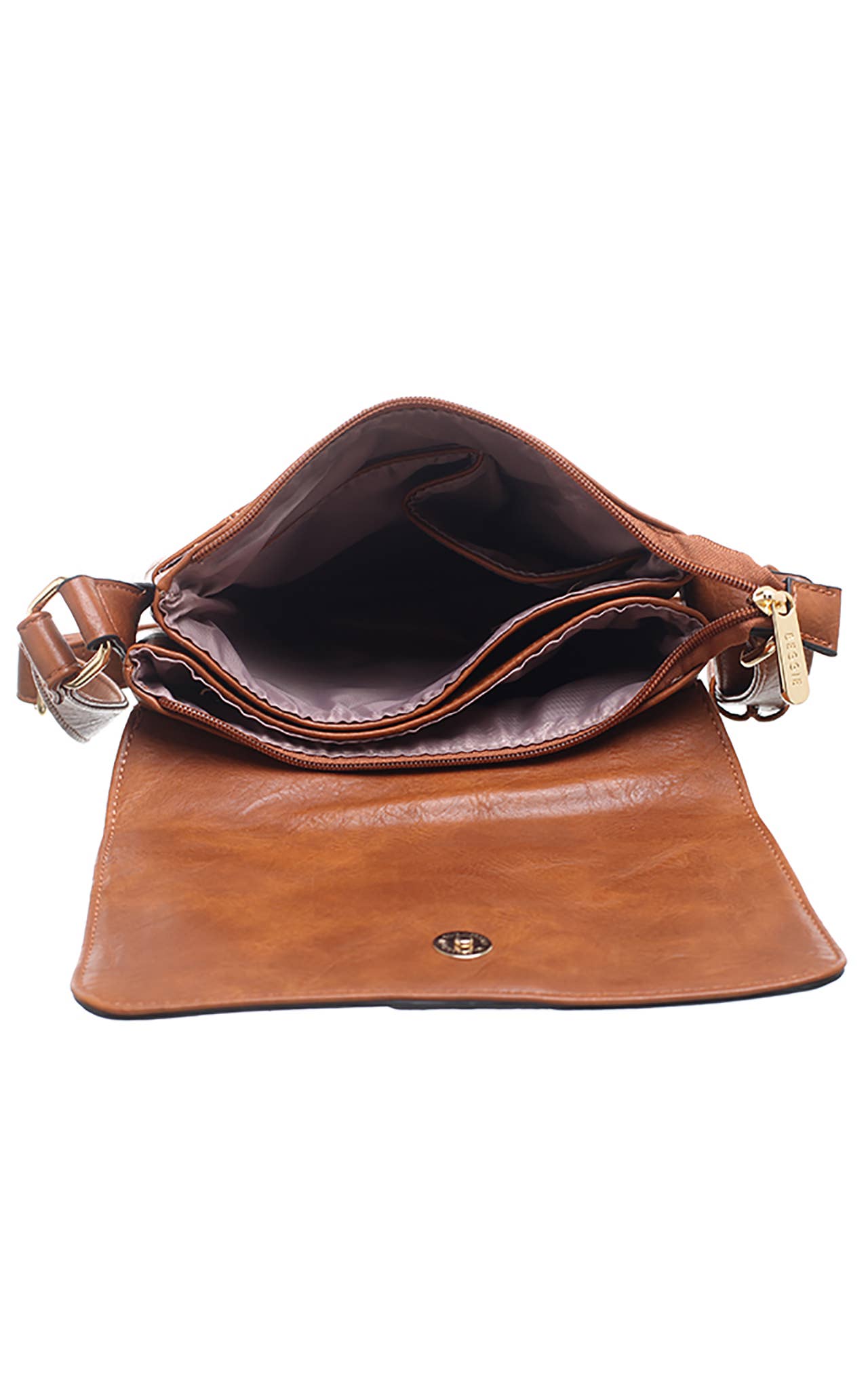 Bessie London - TWO-POCKET BESSIE CROSS BODY BAG: Beige