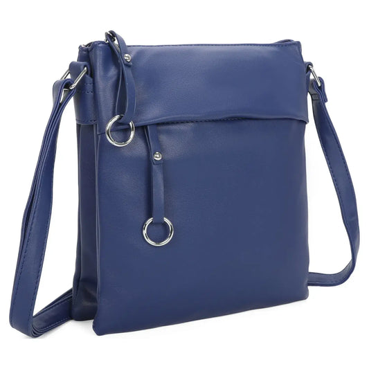 Soft Pu Silver-toned Cross Body Bag Shoulder  -Black