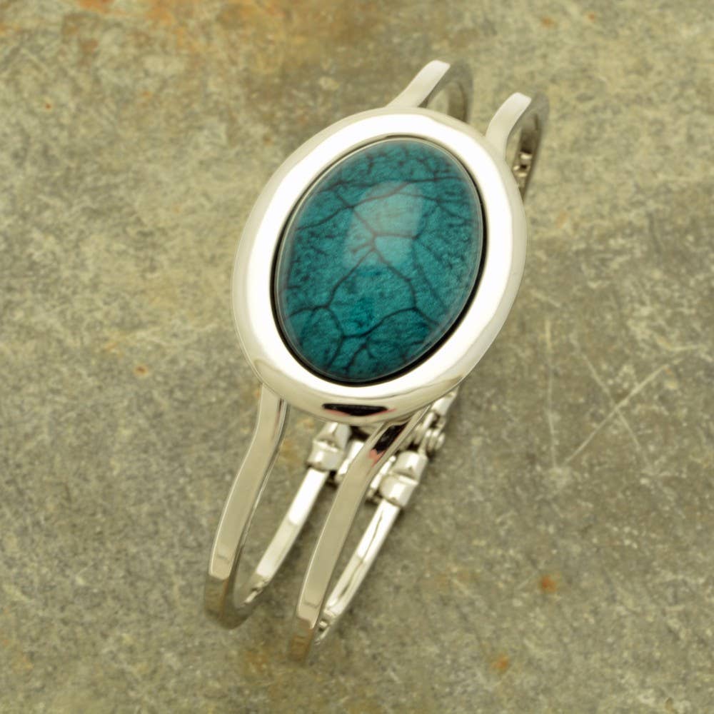 Miss Milly Limited - Forest Green Marble Resin Hinged Bangle