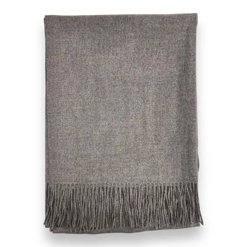 Lili Scarves - Classic Plain Cashmere Blend Scarf with Tassels: Navy