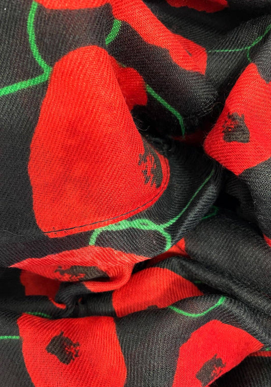 Fashion Scarf World - Gradual Repeat Poppy Print Scarf