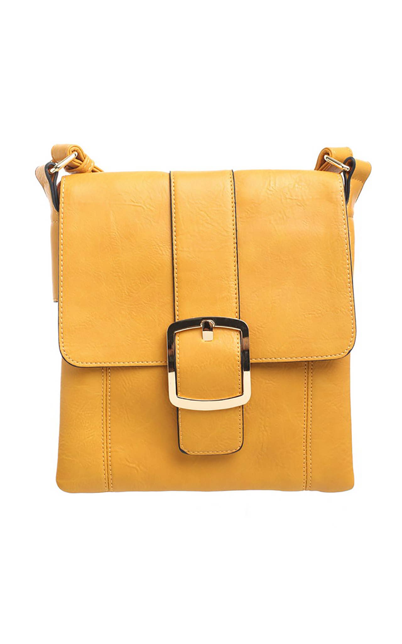 Bessie London - CLASSIC FLAP OVER BUCKLE CROSS BODY BAG: TAN