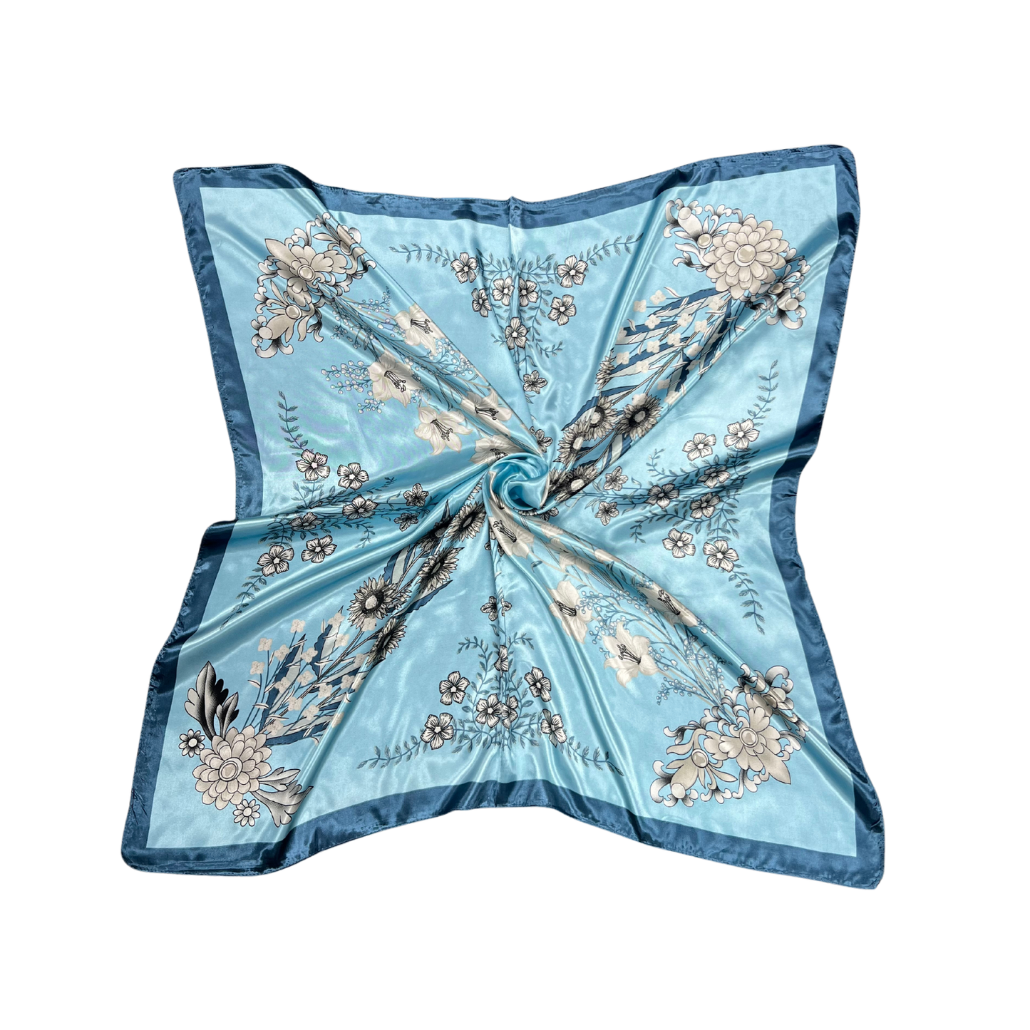 Lili Scarves - Multi-floral Pattern Silk Touch Square Scarf: Yellow