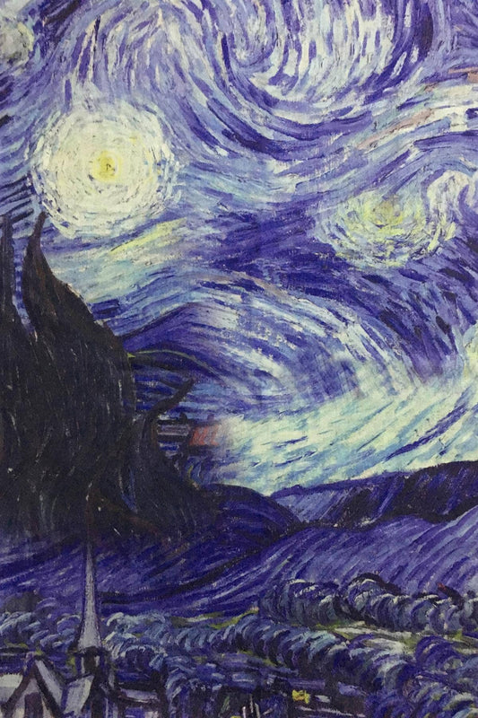 Van Gogh Starry Night Print Wool Tassel Scarf