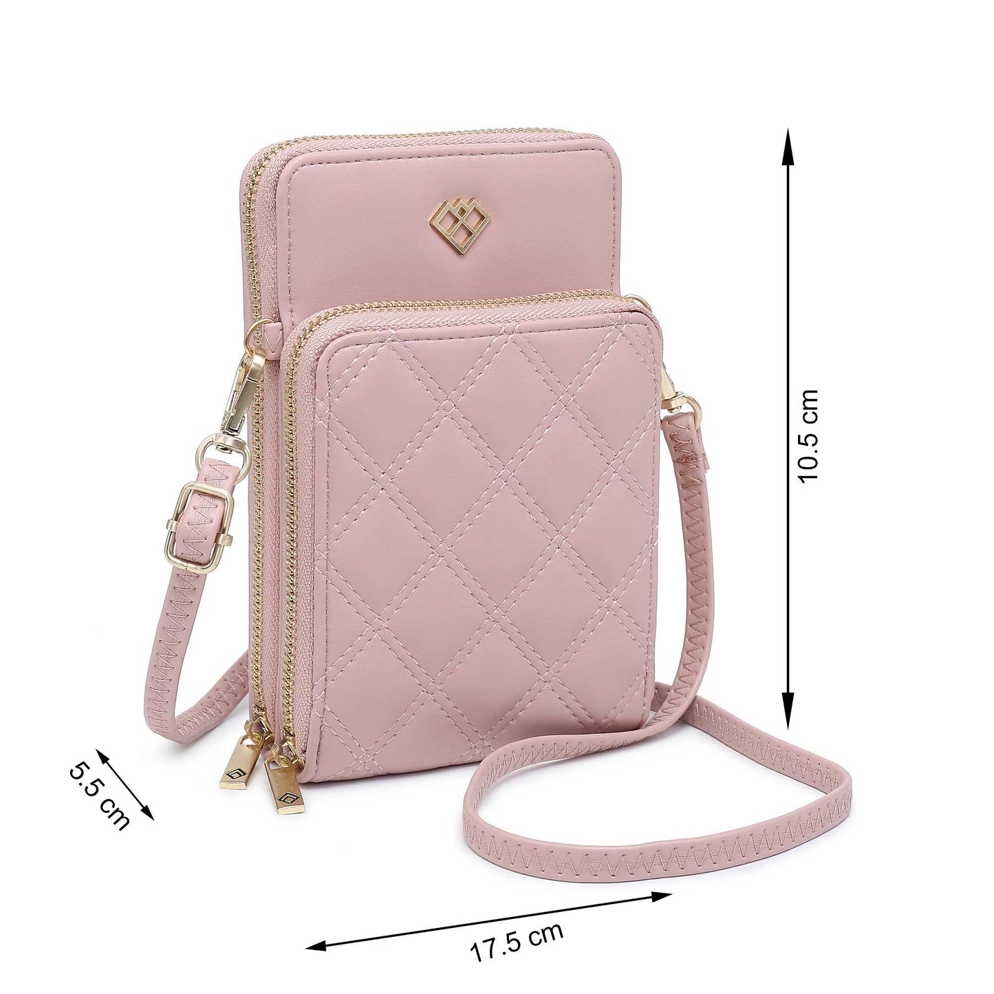 Quilted Pattern Two Zipped Sections Phone Bag/Purse: Black