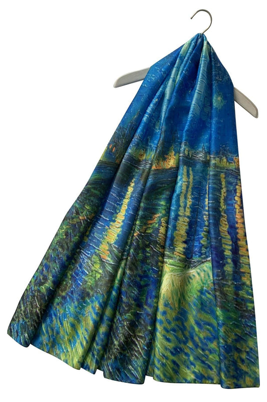 Van Gogh Starry Night Over The Rhone Silk Scarf: Multi