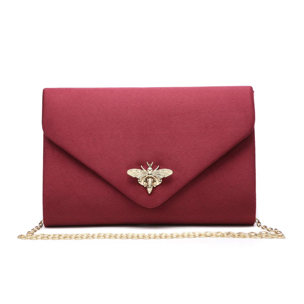 Suede Clutch bag with bee shaped clasp: Navy
