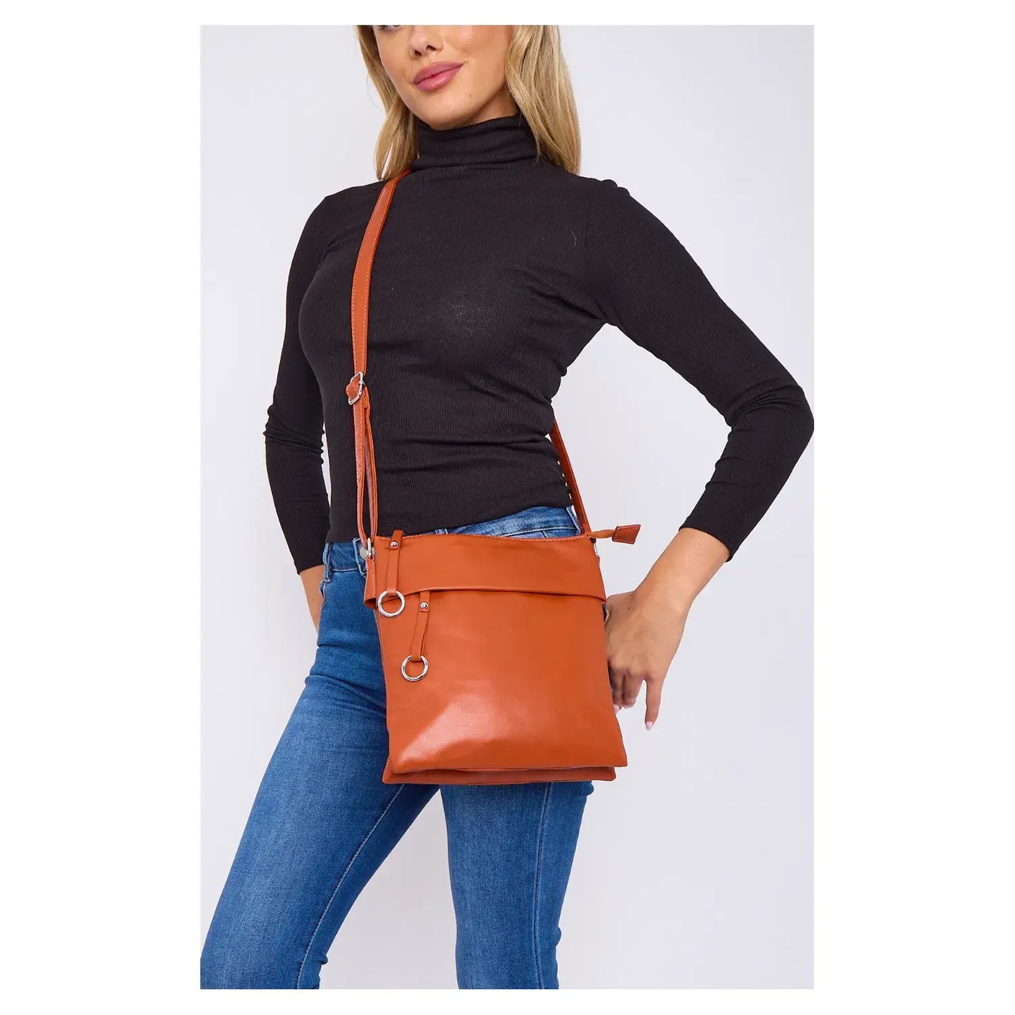 Soft Pu Silver-toned Cross Body Bag Shoulder -Blue