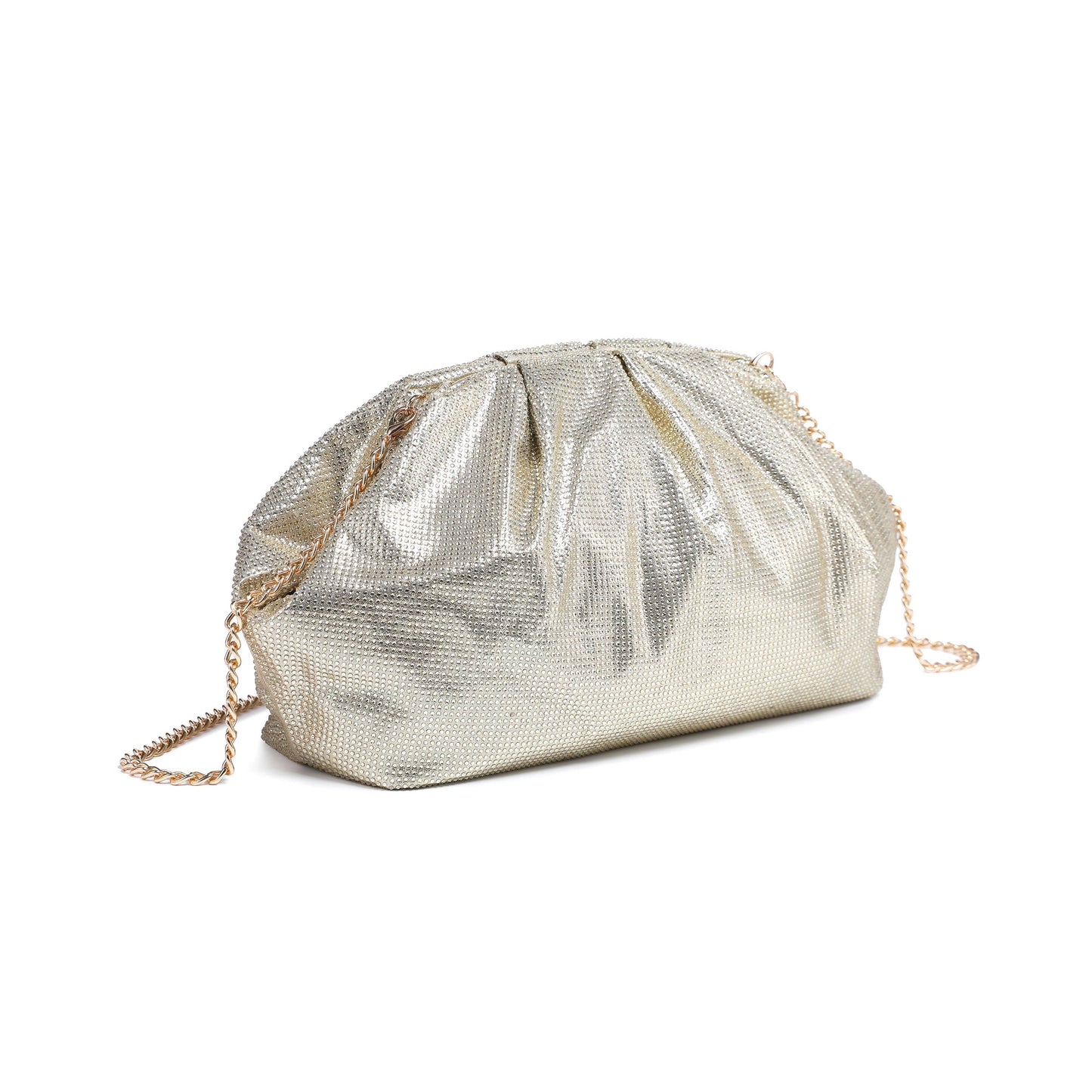 Kiss Clasp Soft Shimmery Cross Body Bag: Silver