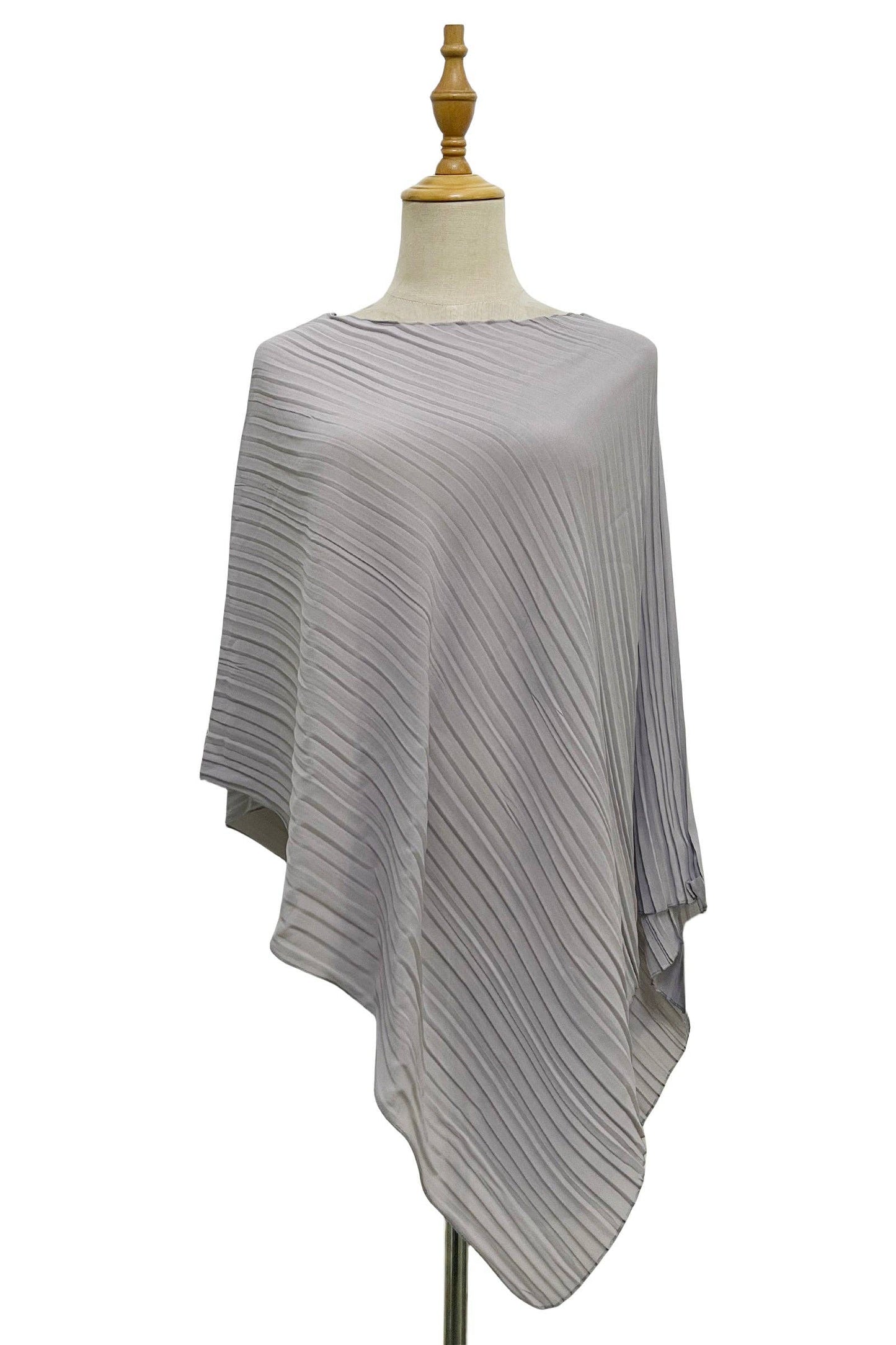 Fashion Scarf World - Plain Pleated Chiffon Cover Up: Red