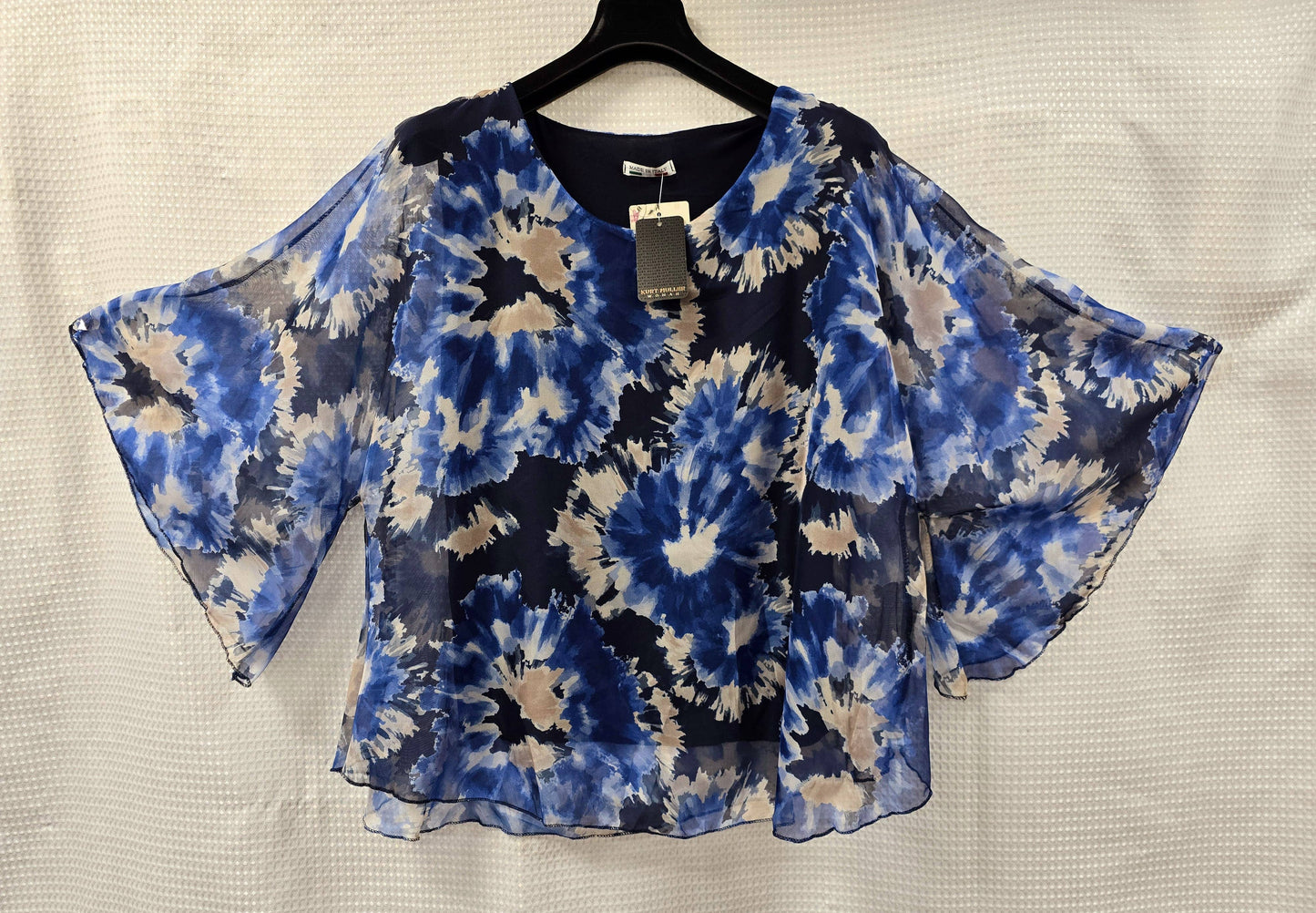 Kurt Muller - Tye Dye Silky Blouse: Sky Blue