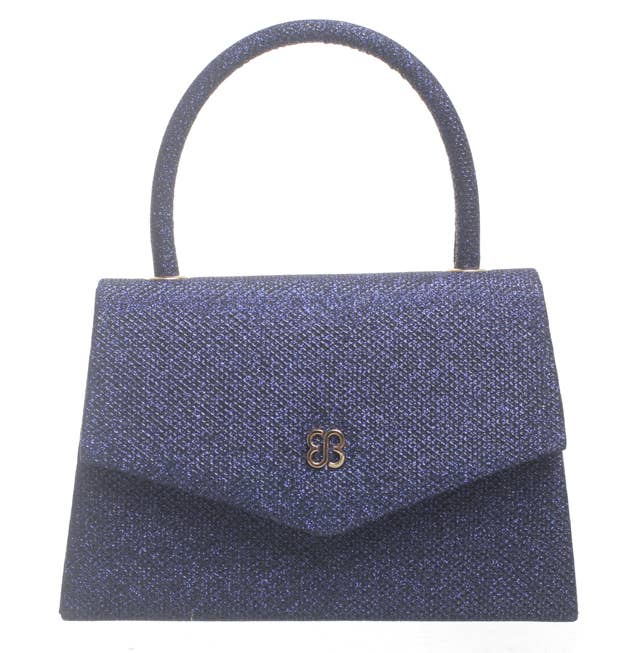 Bessie London - TOP HANDLE SPARKLE EVENING BAG: Navy