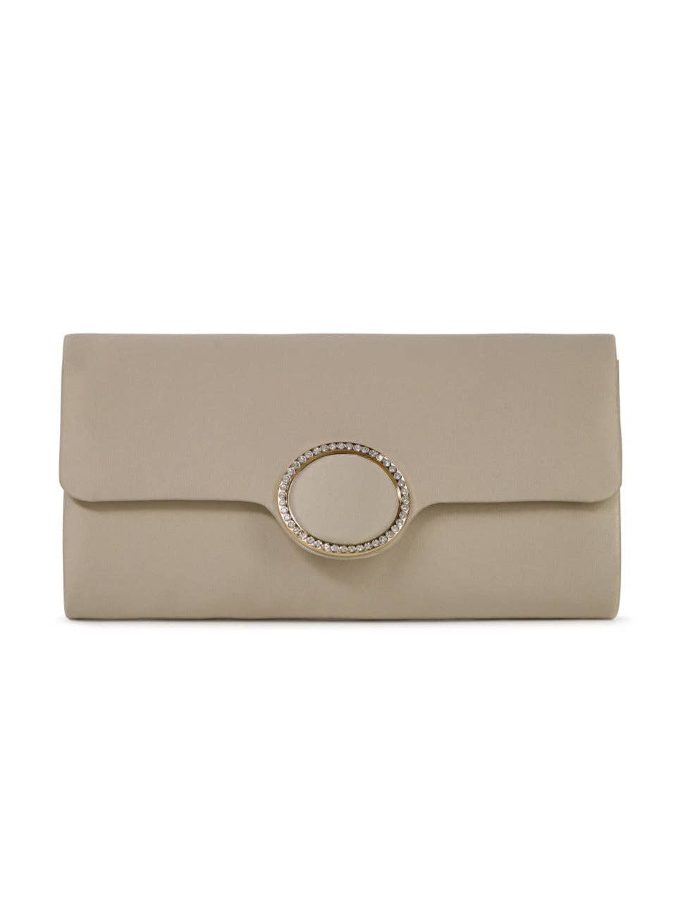 My Accessories London - Satin Clutch with Diamante in Champagne: Champagne