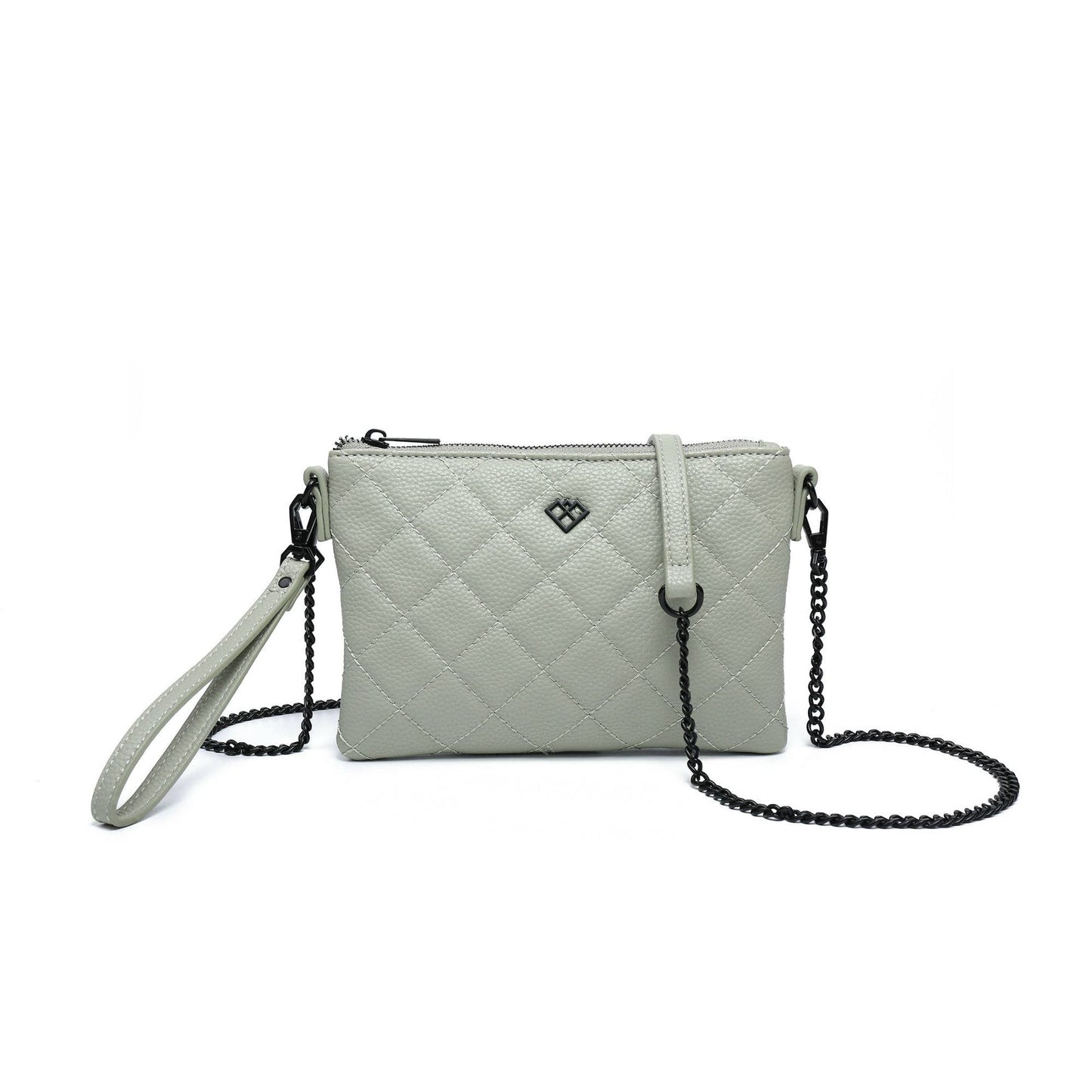 Quilted Diamand Pattern Grab Bag/ Crossbody Bag: Black