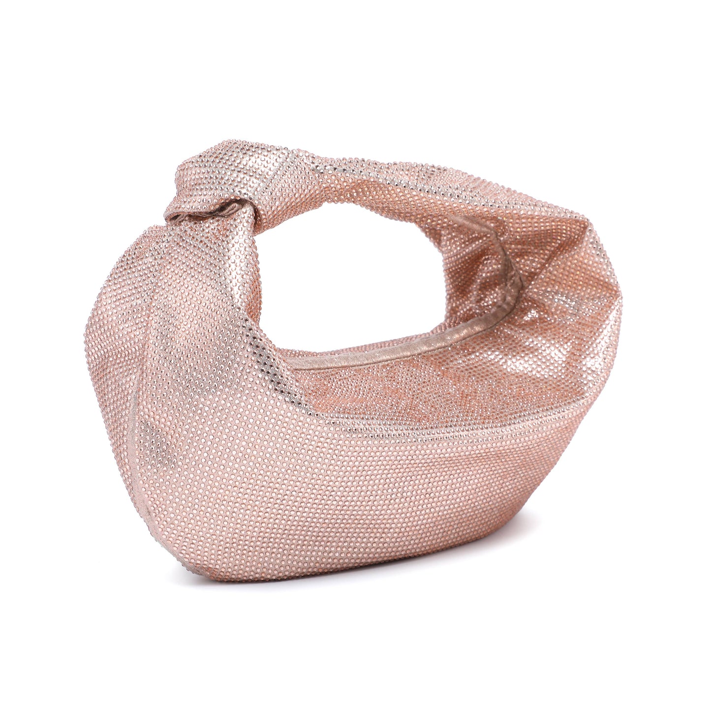 Knotted Handle Diamantes Zip Top Clutch Bag: Silver