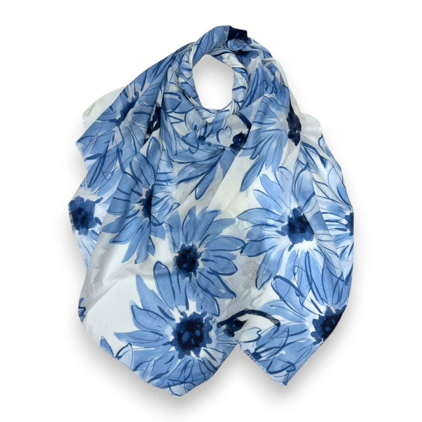 Lili Scarves - Big Daisy Print Scarf: Green