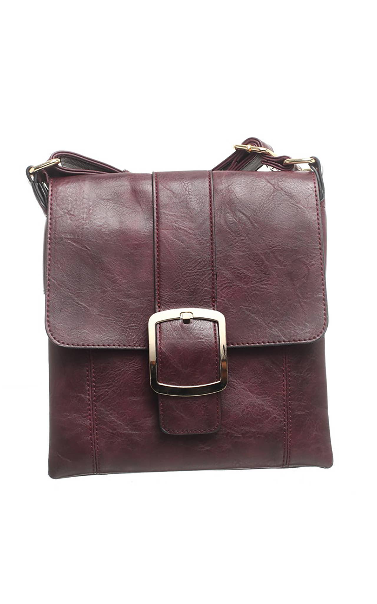 Bessie London - CLASSIC FLAP OVER BUCKLE CROSS BODY BAG: GREY