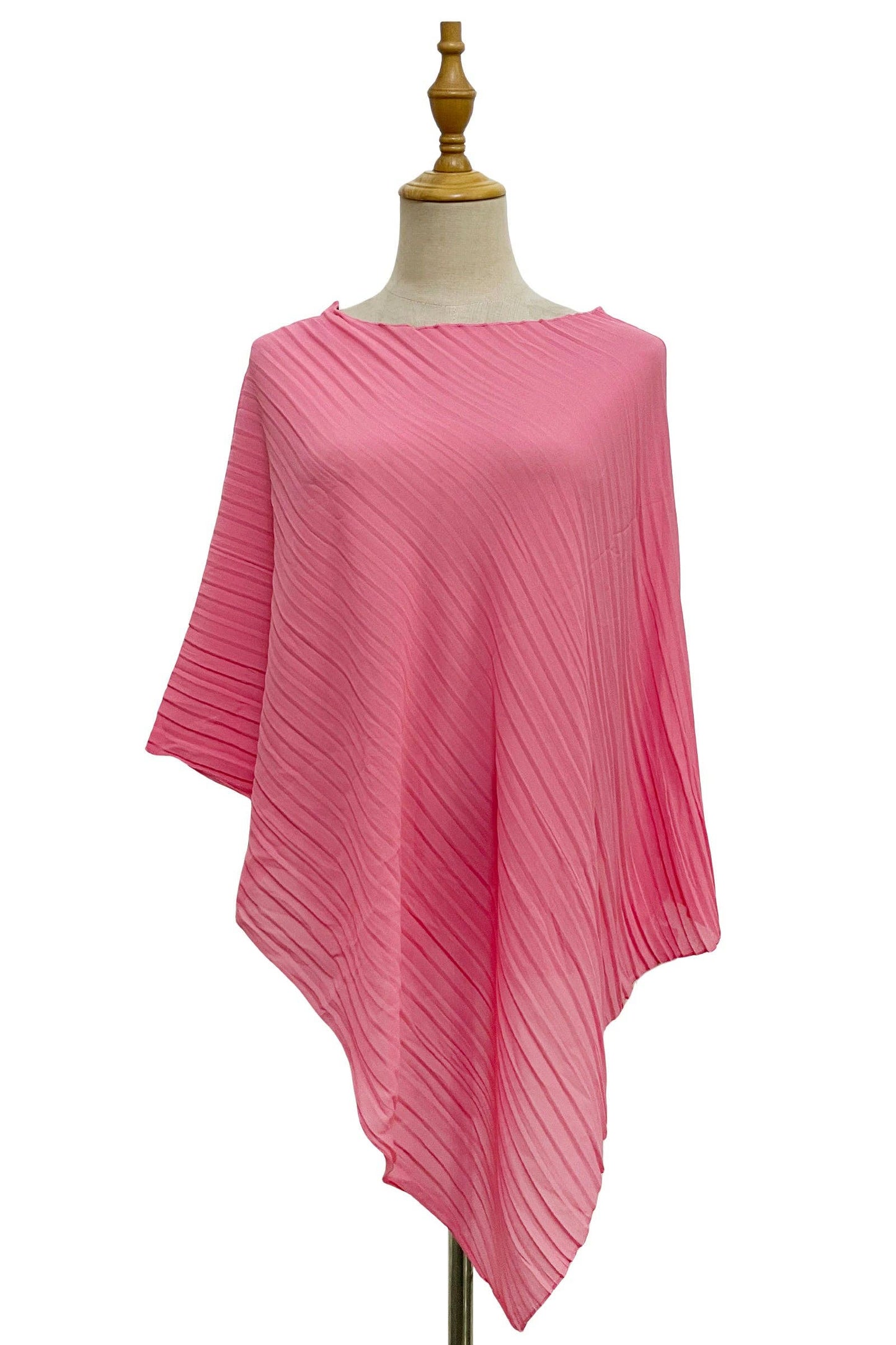 Fashion Scarf World - Plain Pleated Chiffon Cover Up: Red