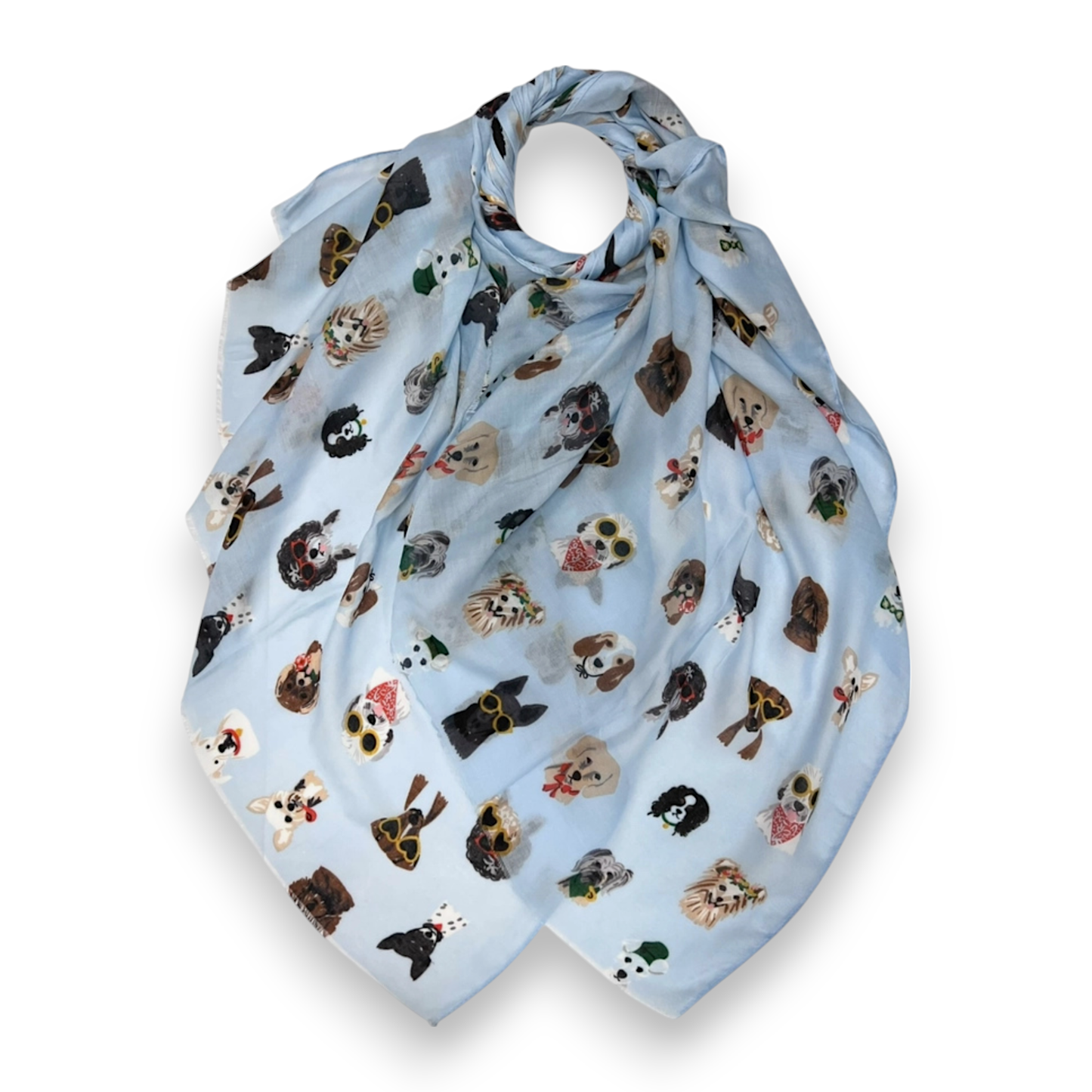 Lili Scarves - Summer Dogs Wearing Accessories Print Scarf: Cream