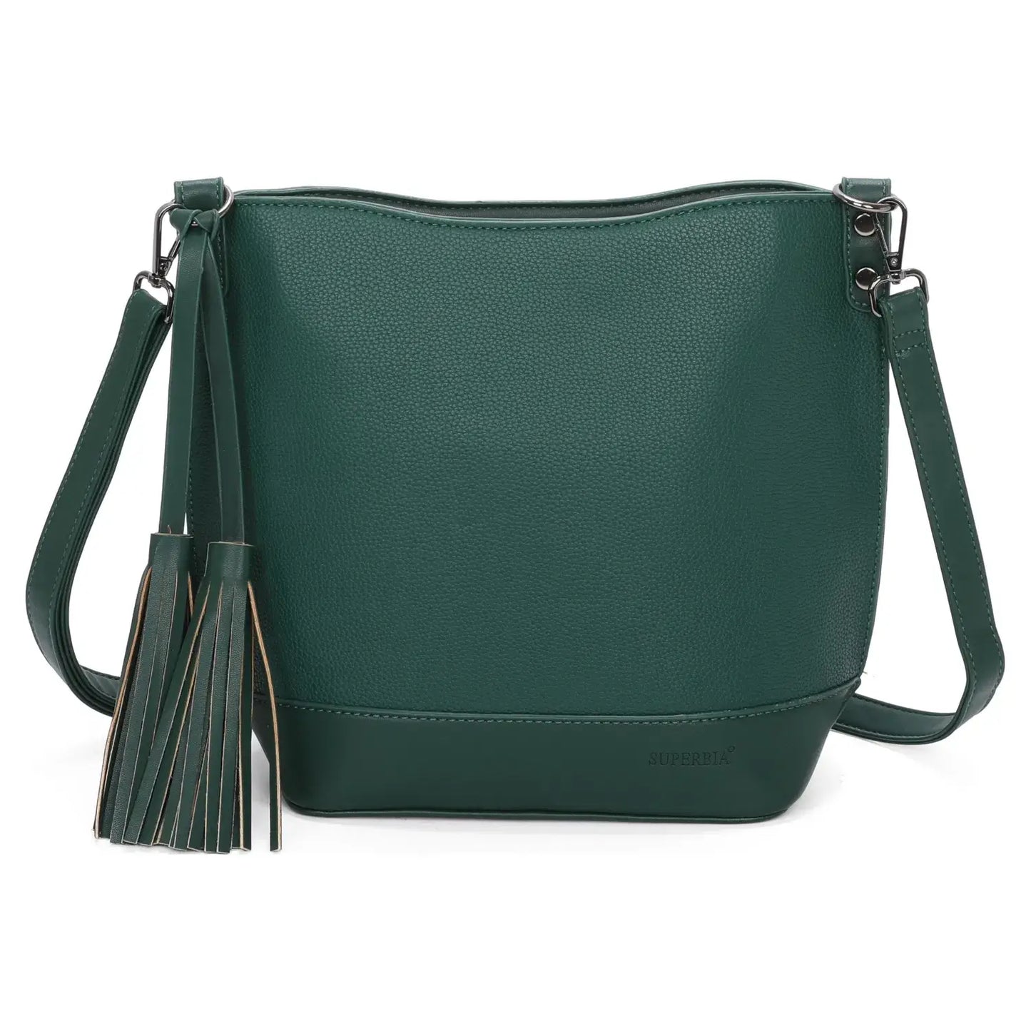 Medium Size Classic Shoulder Bag Cross Body Bag with Tassel: Taupe