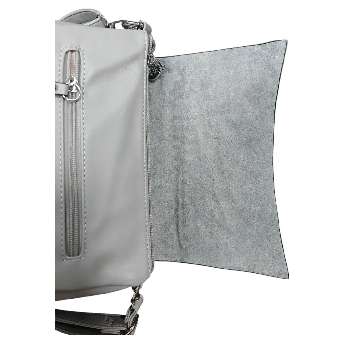Superbia - Super Soft Silver-toned Flap Over Shoulder Bag Messenger Bag: Black