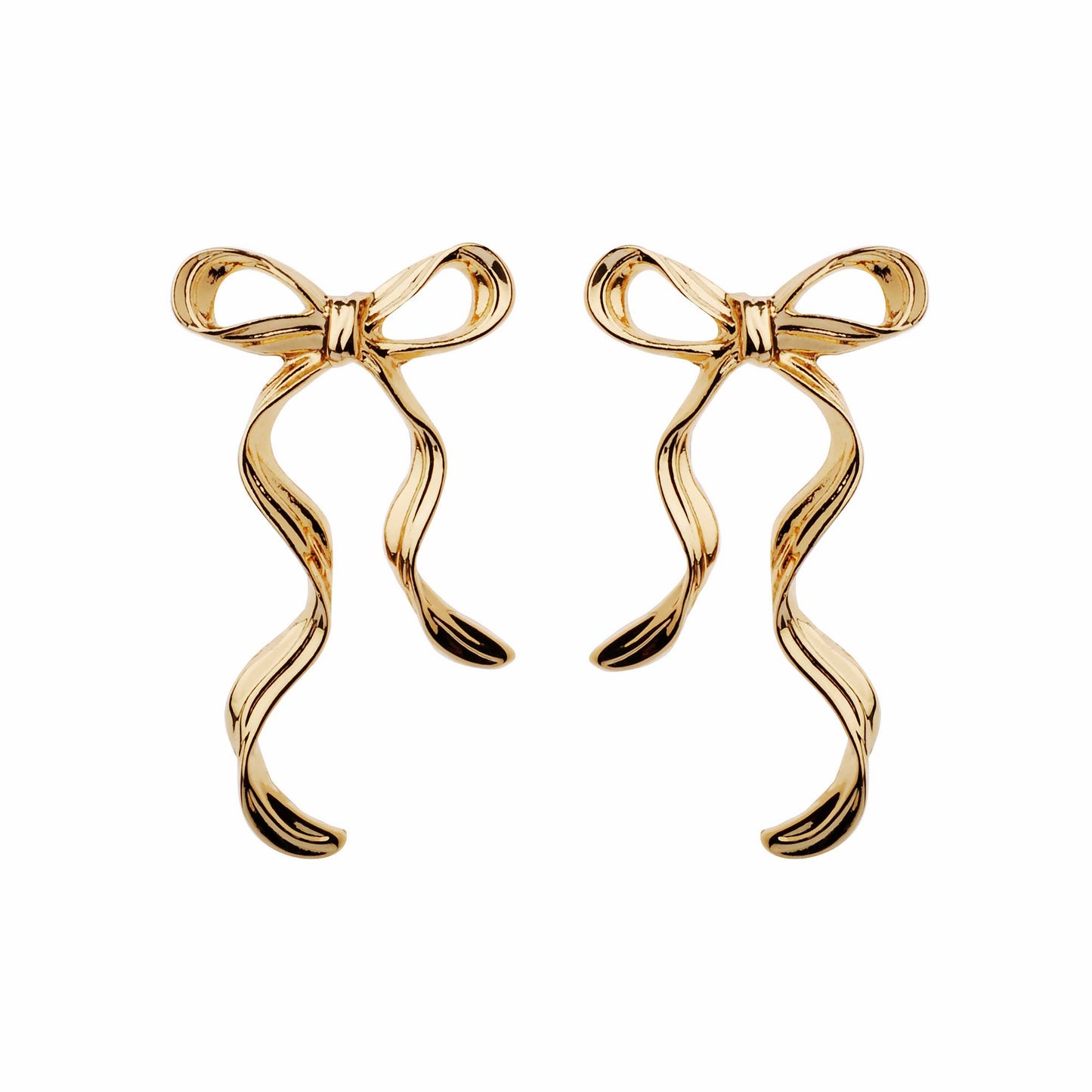 Oceanic Jewellers - Majique London - Elegant Long Bow Shaped Stud with Modern Flair: Shiny Silver