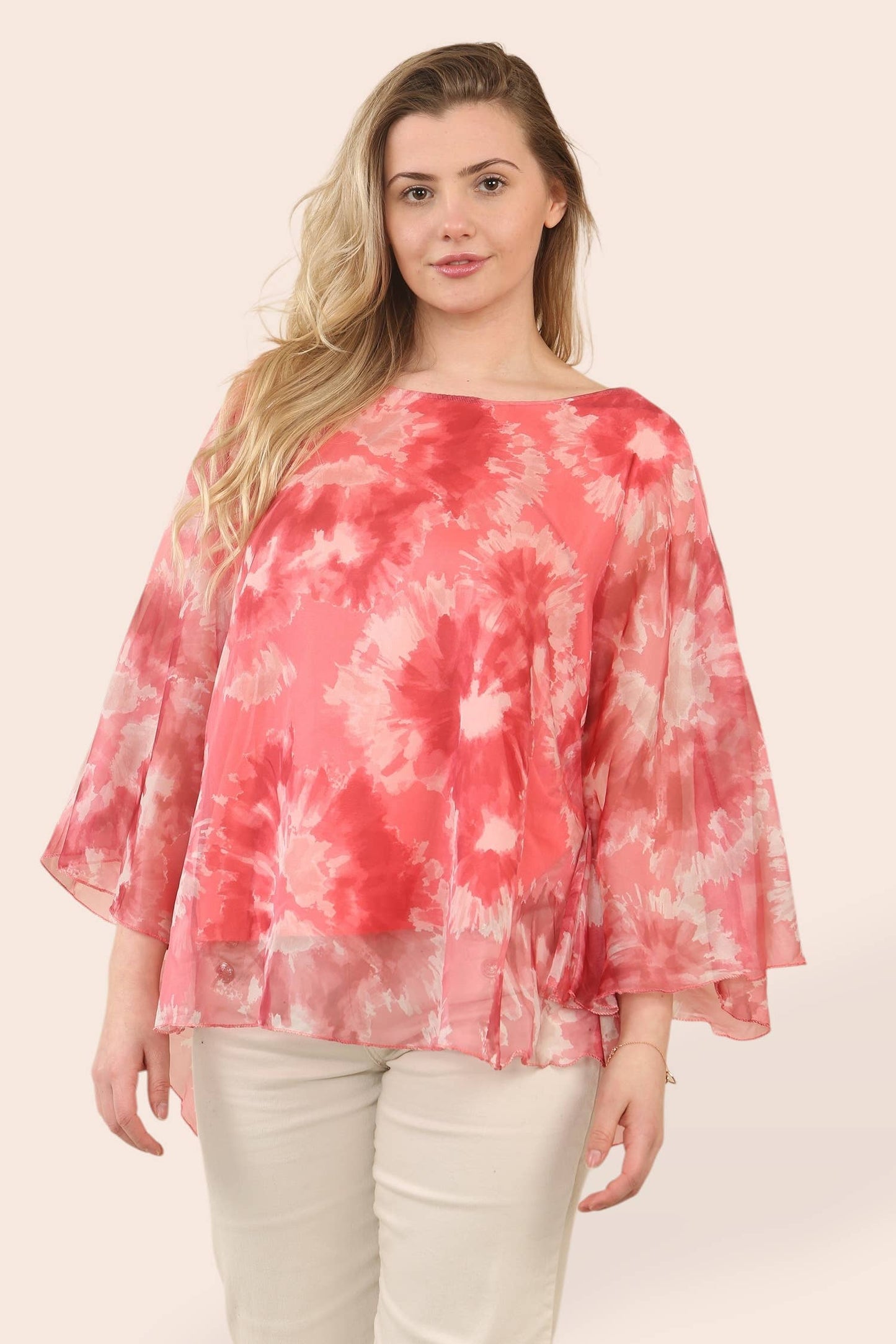 Kurt Muller - Tye Dye Silky Blouse: Sky Blue