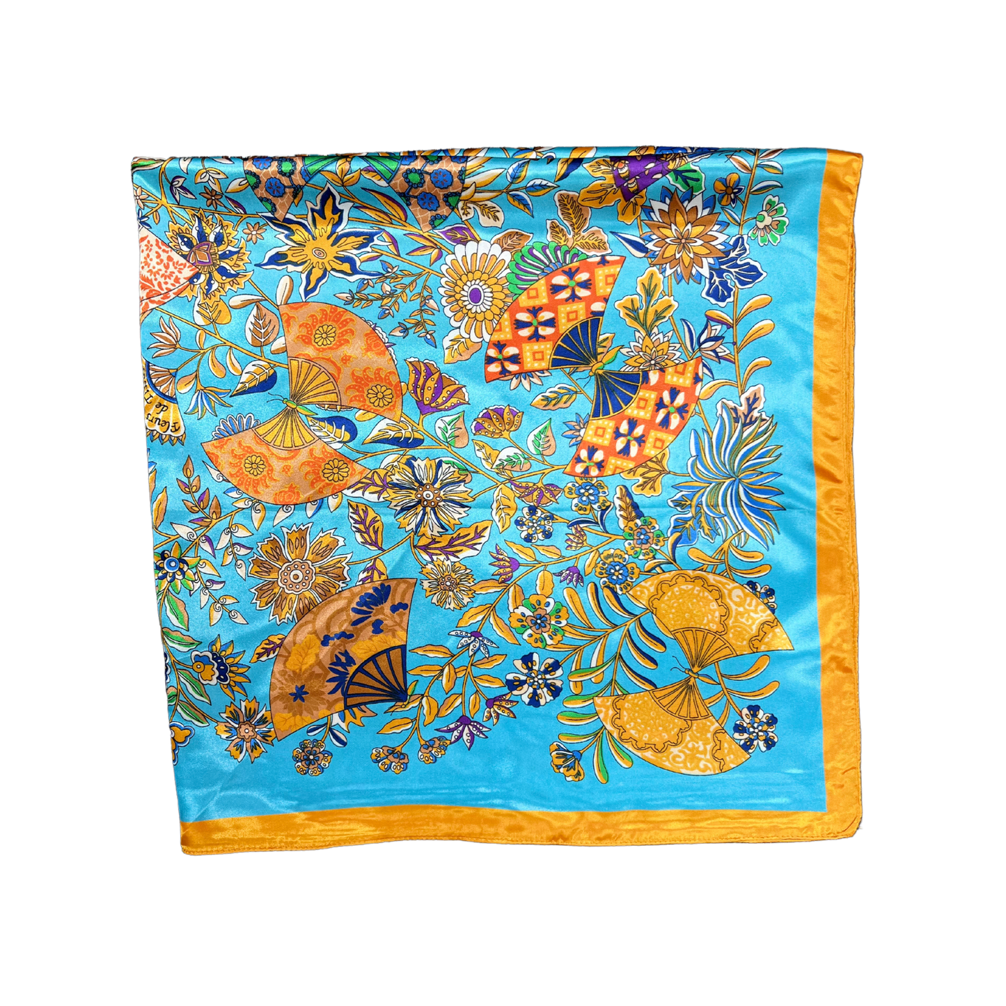 Lili Scarves - Butterfly Pattern Silk Touch Square Scarf: Yellow