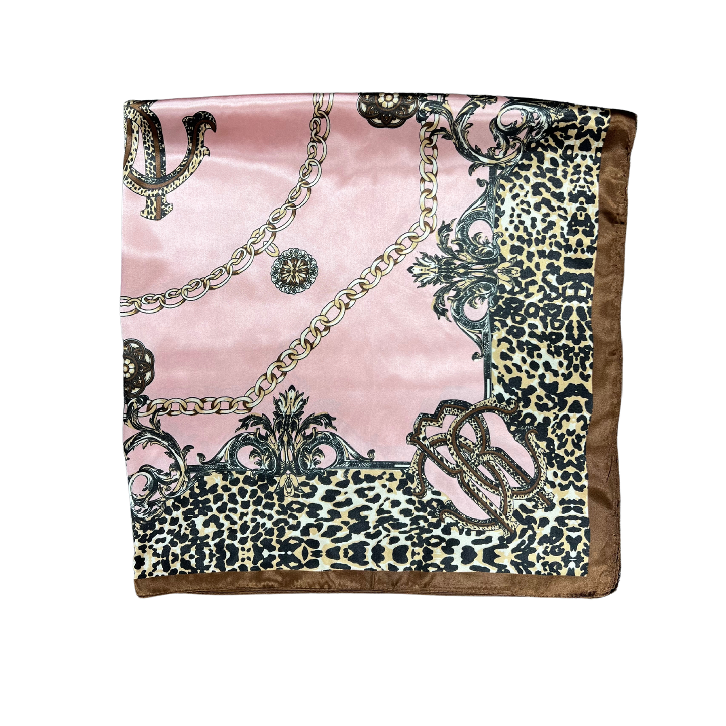 Lili Scarves - Leopard Print Pattern Silk Touch Square Scarf: Pink